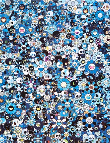 Artwork by Takashi Murakami, Blue Flower & Skulls, Made of Offset print 