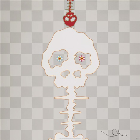 Artwork by Takashi Murakami, Dokuro silver, Made of 4c offset print + cold stamp 