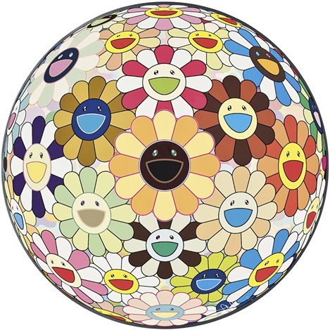Artwork by Takashi Murakami, Flower Ball (3-D) Sunflower, Made of 4c offset print + cold stamp + high gloss varnishing 