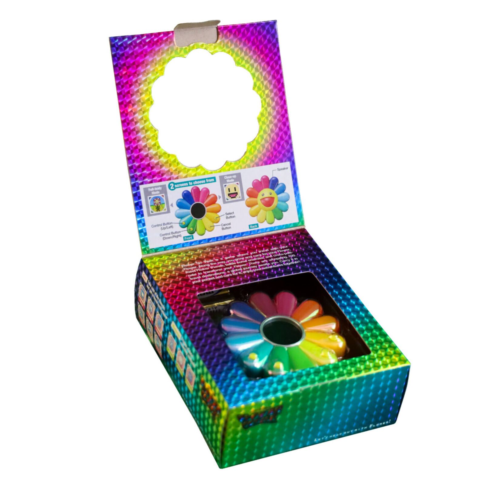 Artwork by Takashi Murakami, Flower Go Walk Color (Aurora: Rainbow x Clear), Made of ABS, Polycarbonate, Metal 