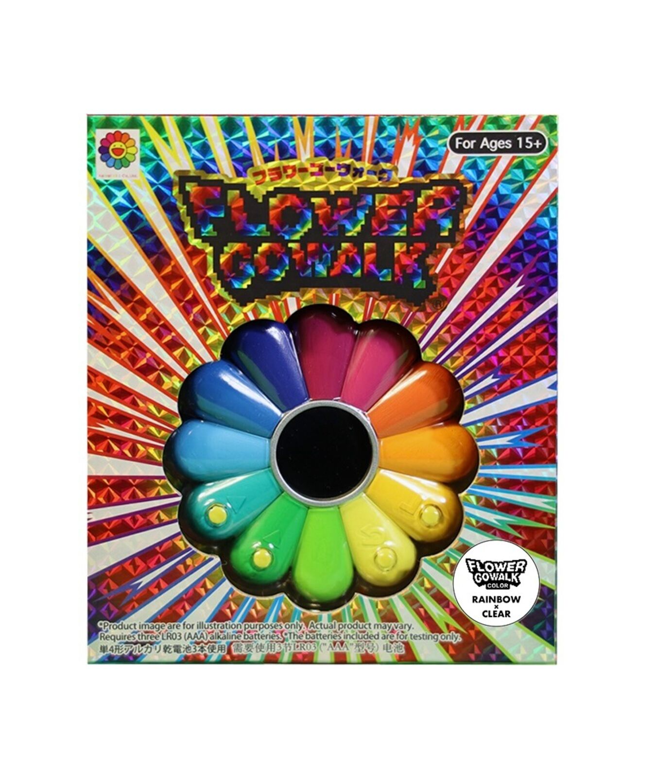 Artwork by Takashi Murakami, Flower Go Walk Color (Rainbow x Clear), Made of ABS, Polycarbonate, Metal 