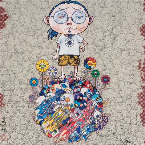 Artwork by Takashi Murakami, Flowers and Death and Me and..., Made of 4c offset print + silver 