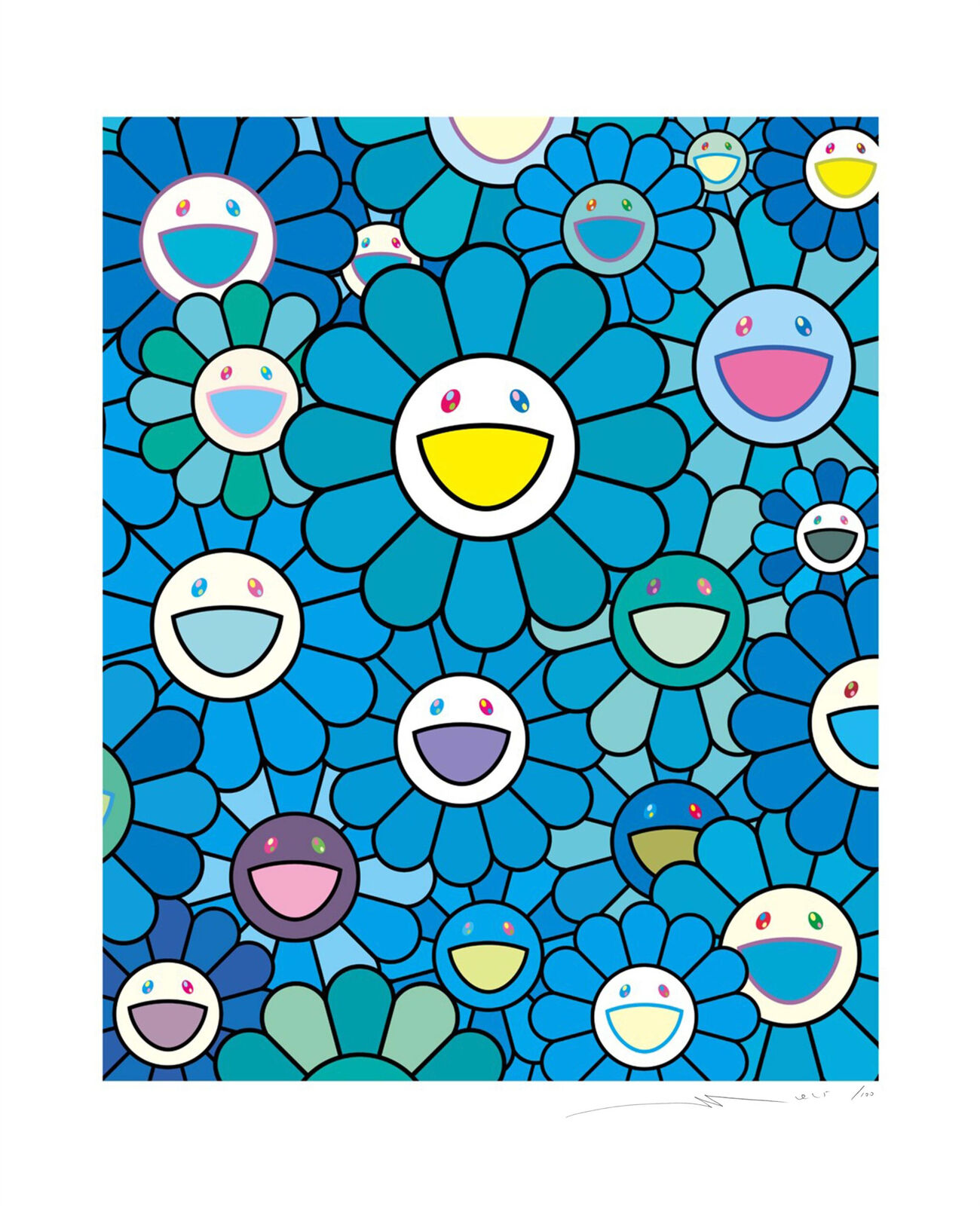 Flowers and Prosperity Lapis Lazuli Blue by Takashi Murakami, 2025