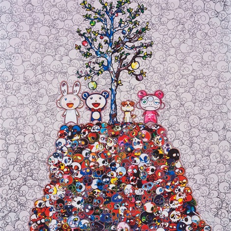 Kaikai, Kiki, DOB, and POM atop the Mound of the Dead by Takashi Murakami, 2013