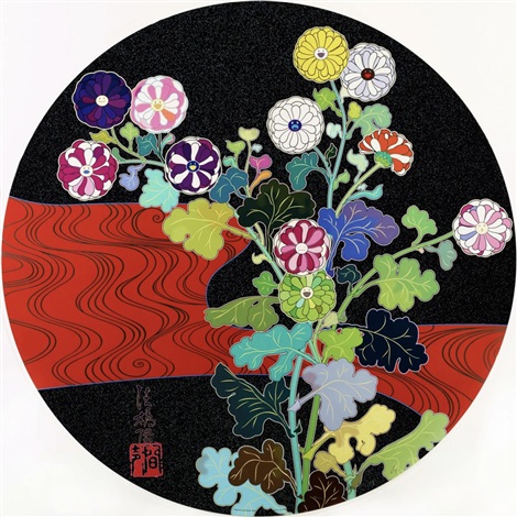Artwork by Takashi Murakami, Kansei Kōrin Red Stream, Made of 4c offset print + cold stamp + high gloss varnishing + UV coat 