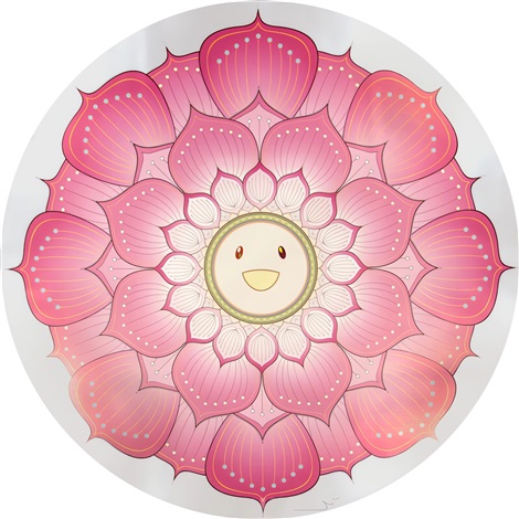 Artwork by Takashi Murakami, Lotus Flower (Pink), Made of 4c offset print + cold stamp + high gloss varnishing 