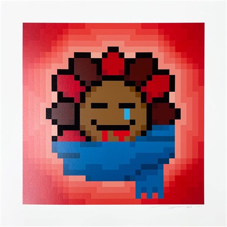 Artwork by Takashi Murakami, Murakami Flower #7236 muffler, Made of Archival Pigment Print + Silkscreen 