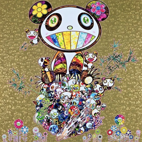 Artwork by Takashi Murakami, Panda Family Gold, Made of offset print + cold stamp 