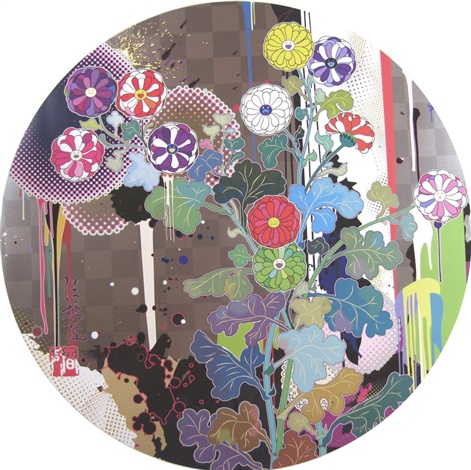 Artwork by Takashi Murakami, With Reverence, I Lay Myself Before You – Kōrin – Chrysanthemum, Made of 4c offset print + cold stamp + high gloss varnishing 