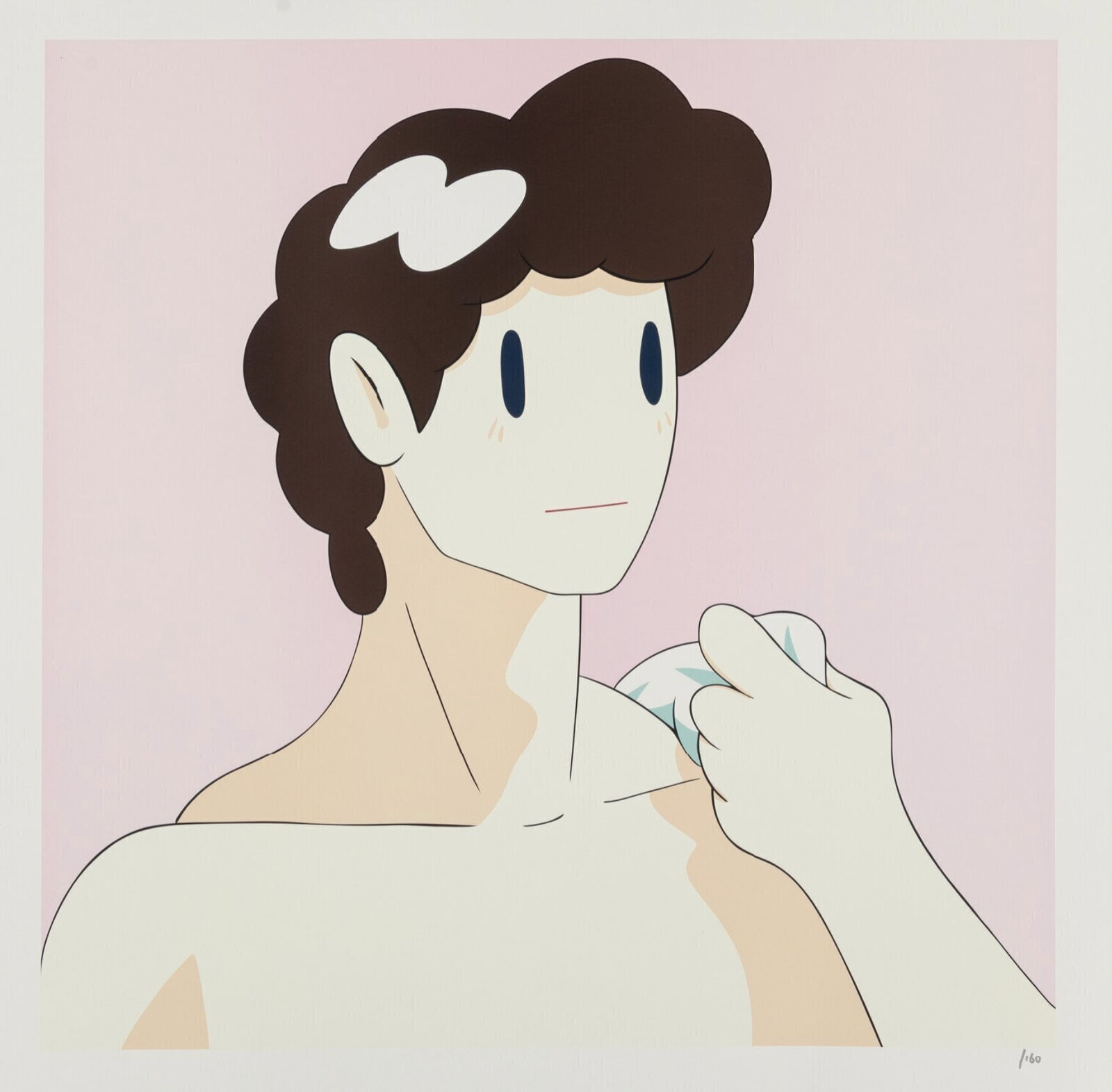 A drawing of a woman with a flower in her hair.