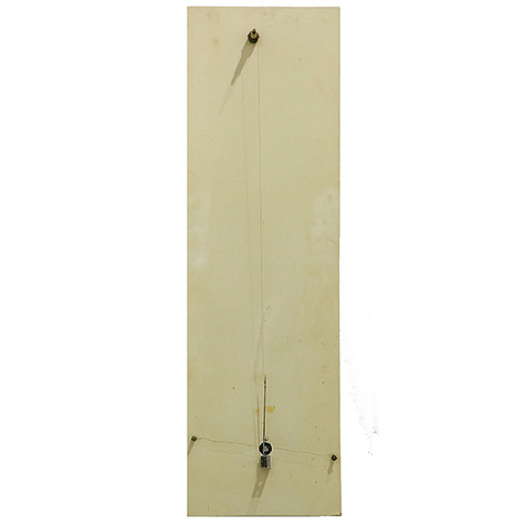 A white wall clock with a pendulum on a white background.
