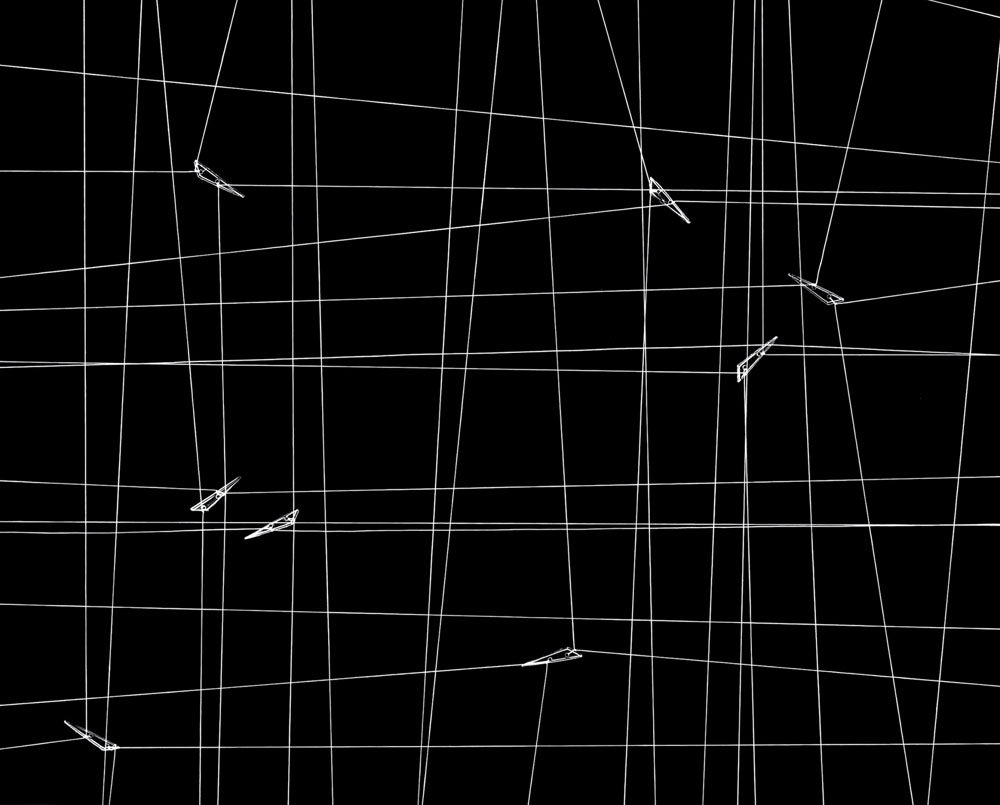 a black and white poster with a grid pattern on it