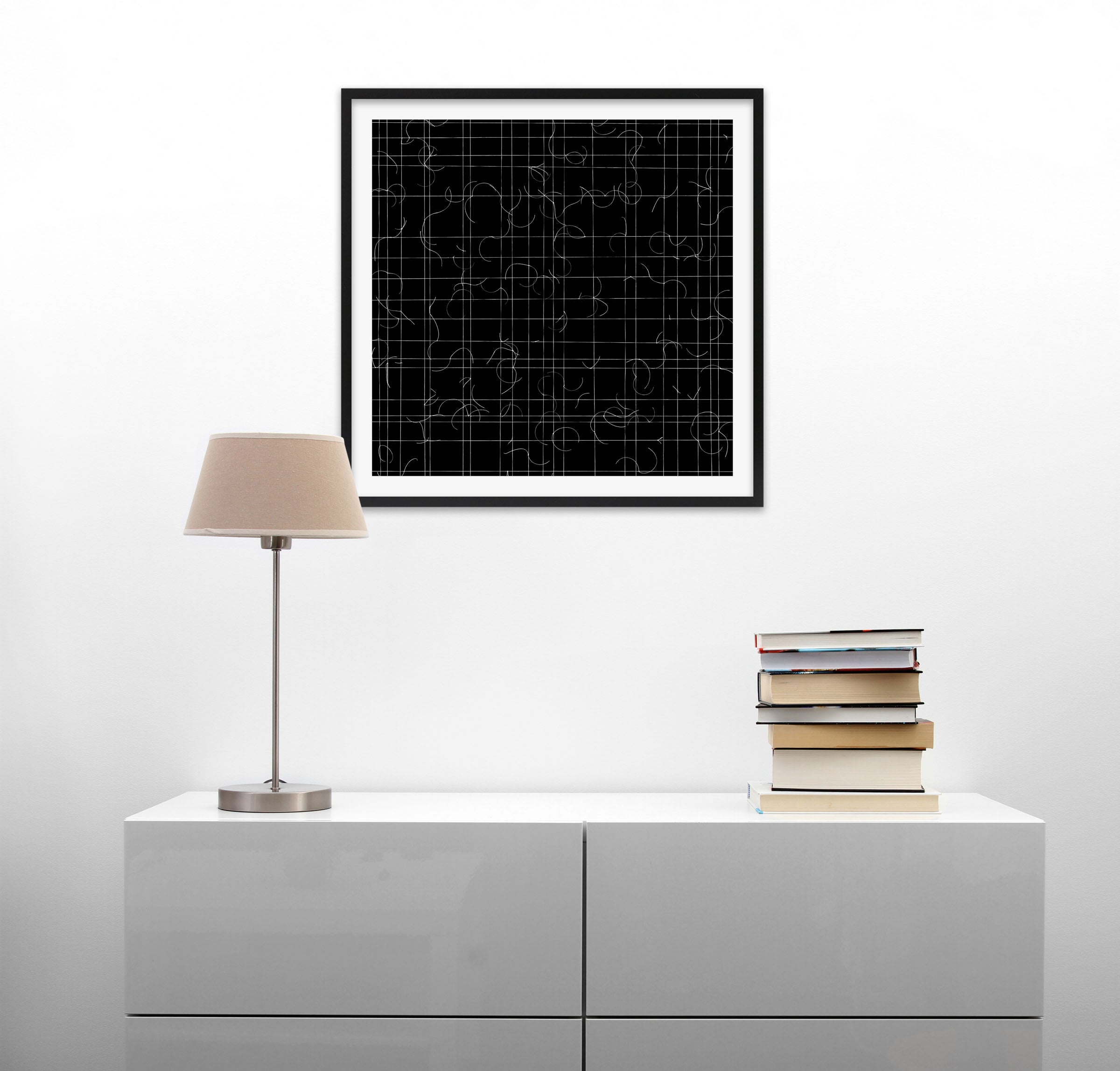 a black and white photo of a grid of squares