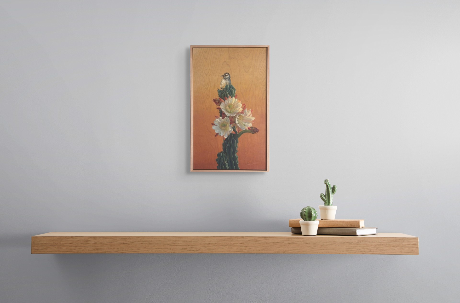 Cactus Wren and Desert Bloom