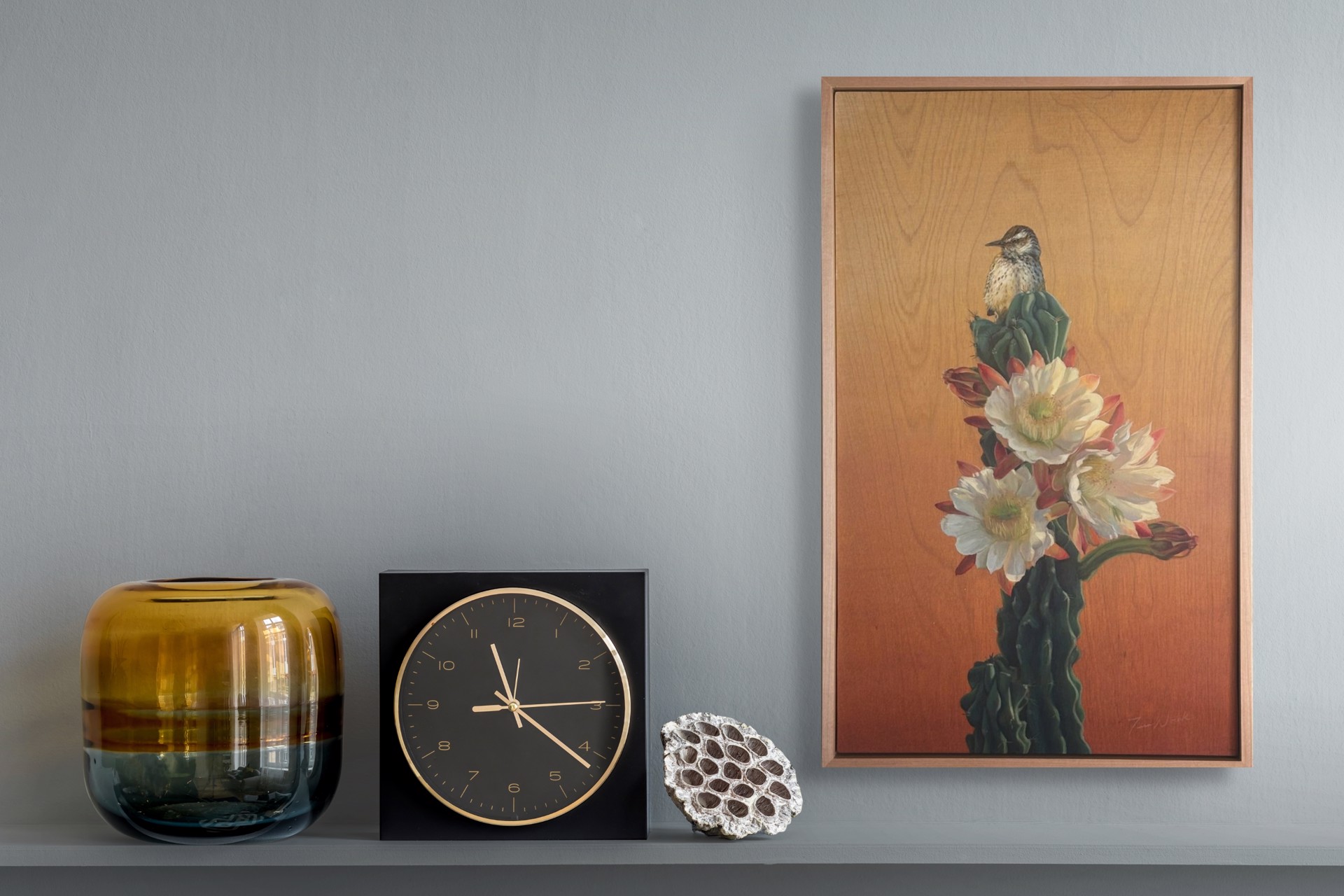 Cactus Wren and Desert Bloom