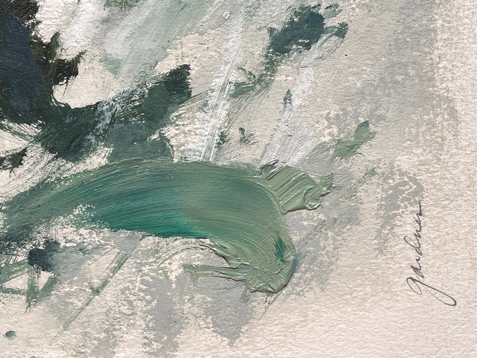 A painting of a blue and green abstract painting on a white background.