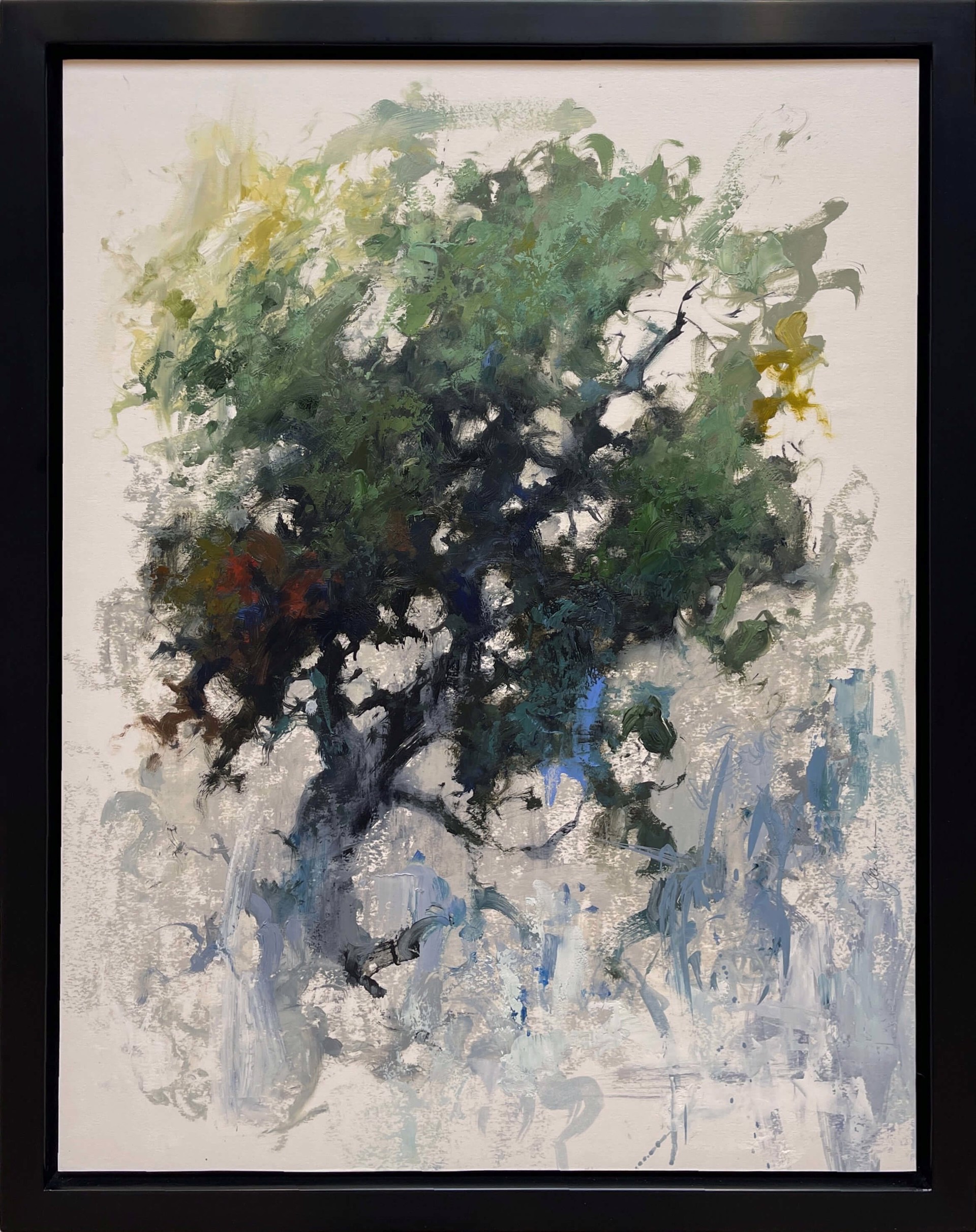 A painting of a tree on a white background.