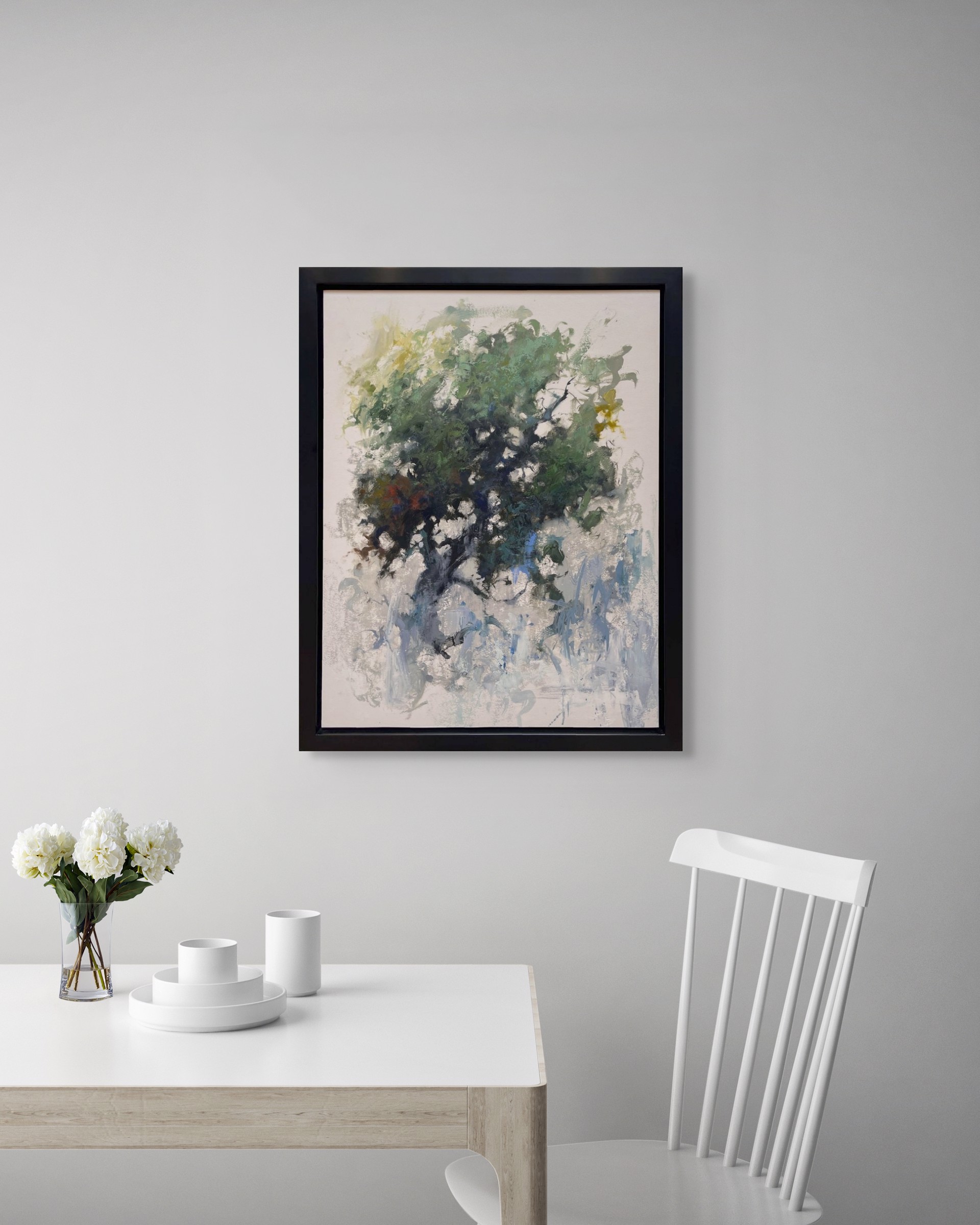 A painting of a tree on a white background.