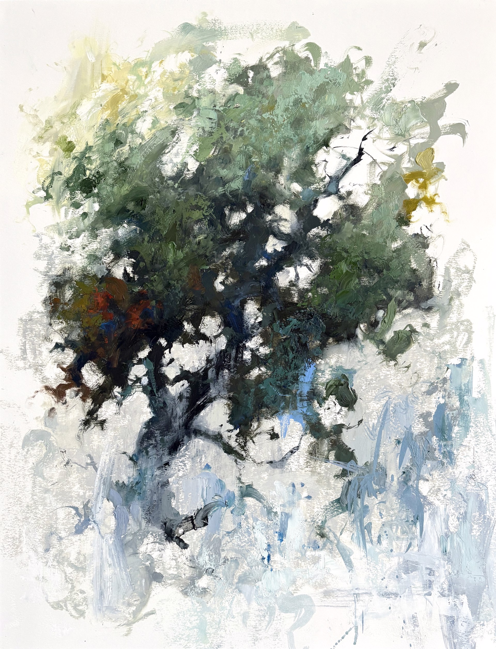 A painting of a tree on a white background.