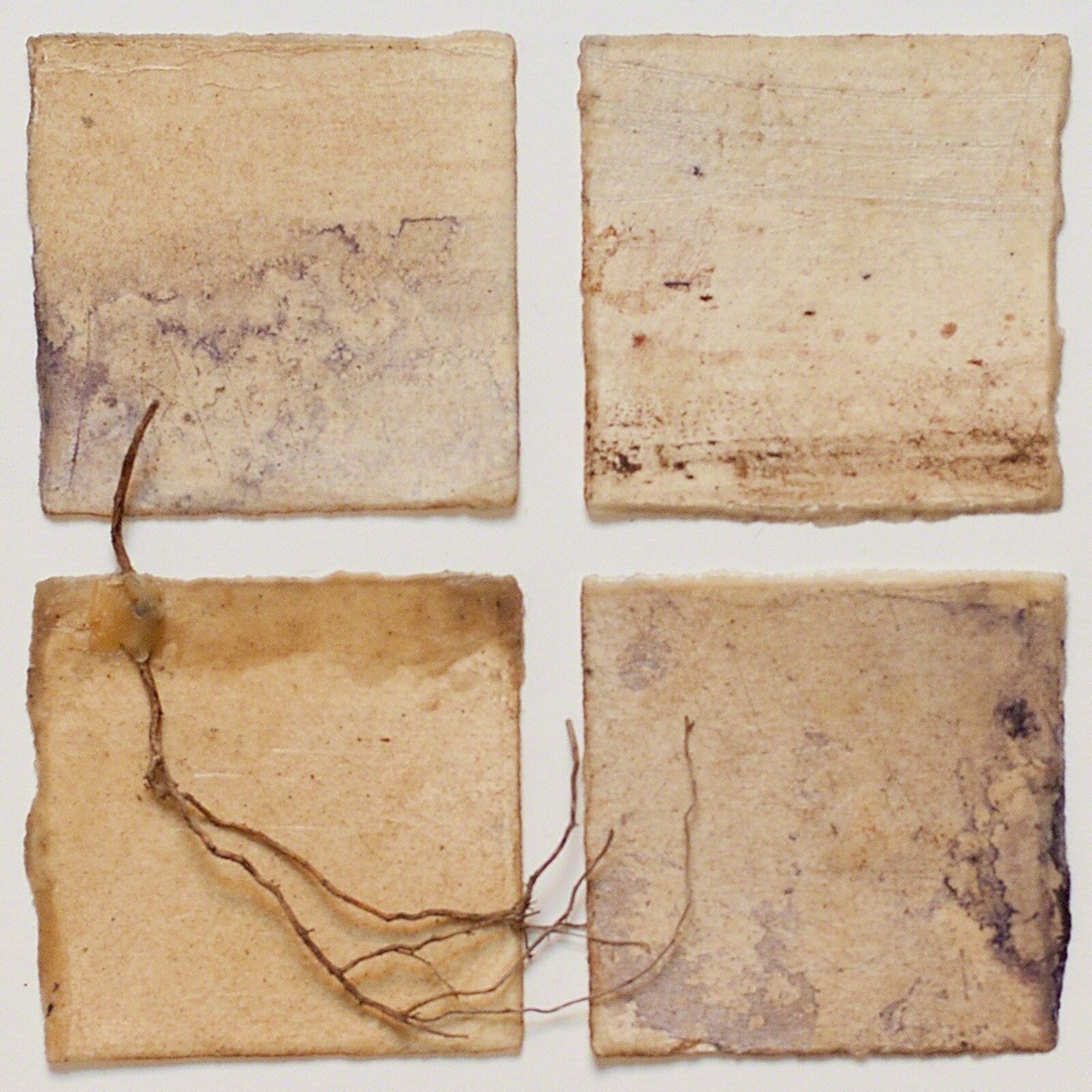 Artwork by Tessa Grundon, "Residuum" Series - Wave Hill, Made of Hand Made Paper, Pigment, Wax, Thread, Charcoal 