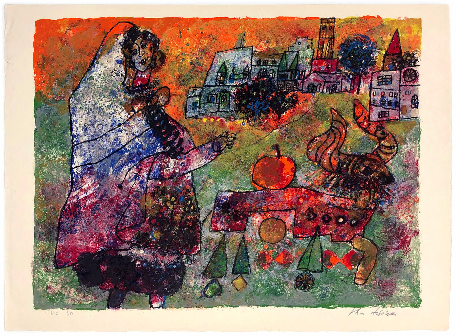 Untitled, from The Song of Songs of King Solomon (hand signed lithograph) by Théo Tobiasse, 1975