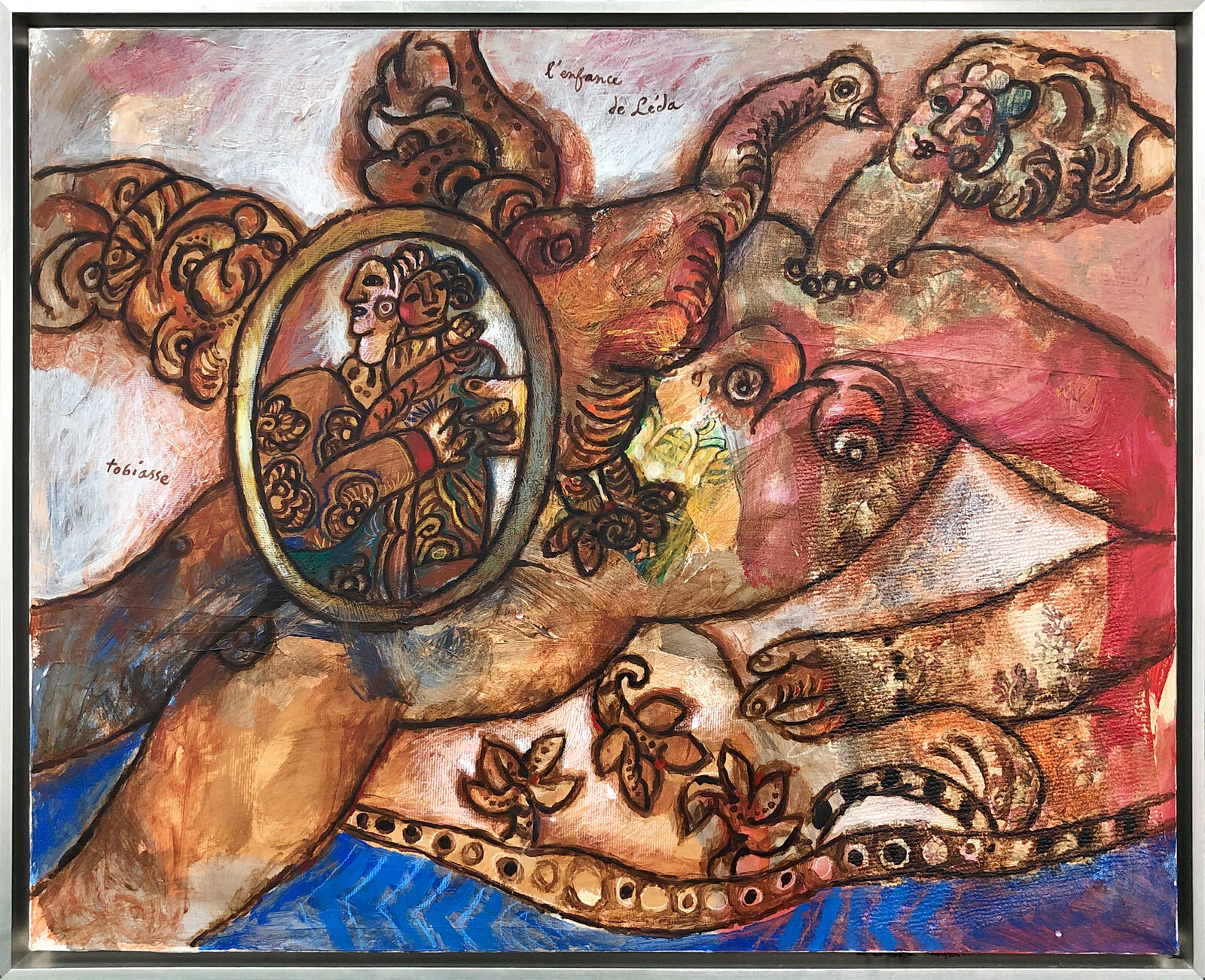 A painting of a woman holding a mirror in her hand.