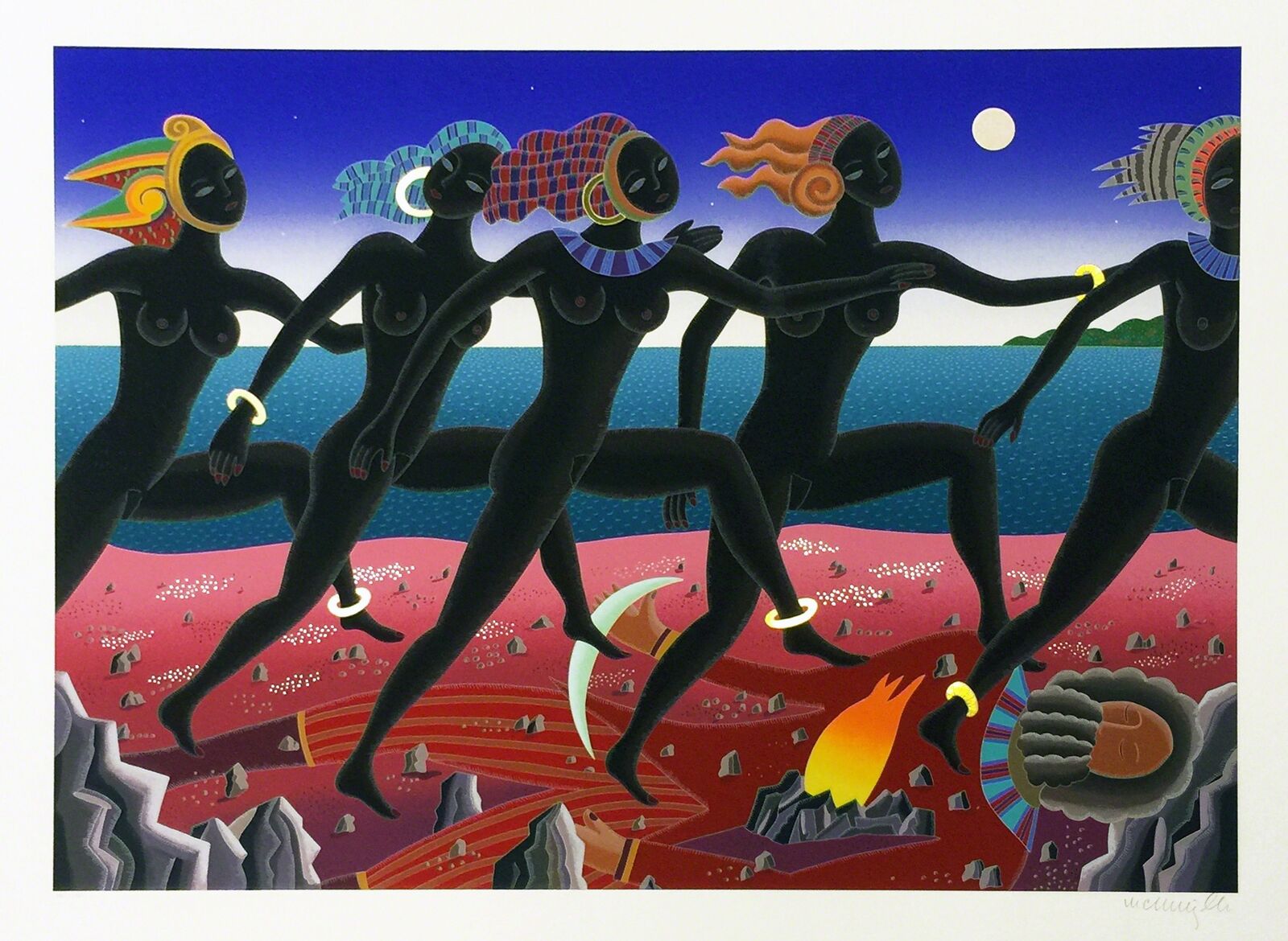 Artwork by Thomas McKnight, RUNNING NUBIAN, Made of Serigraph 