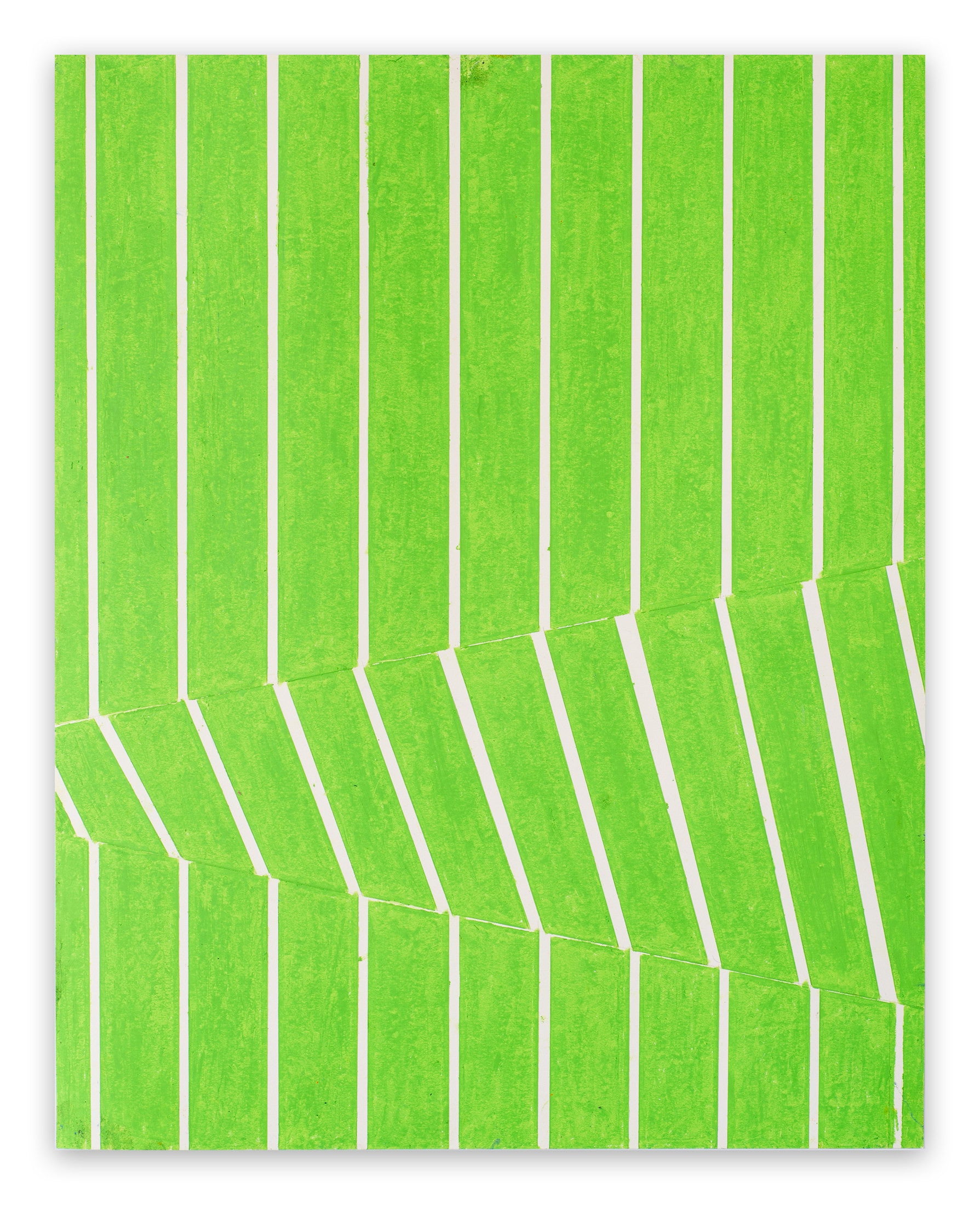 A green and white striped pattern on a white background.