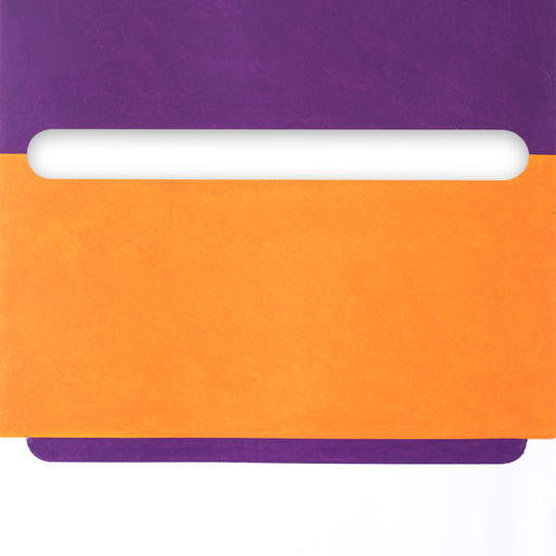 A purple and orange folder with a white background.