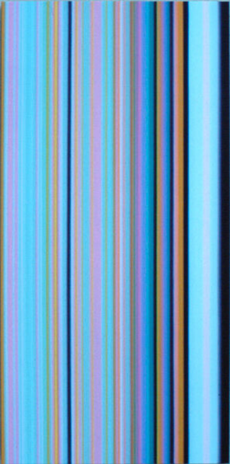 A vertical abstract composition of colorful stripes.