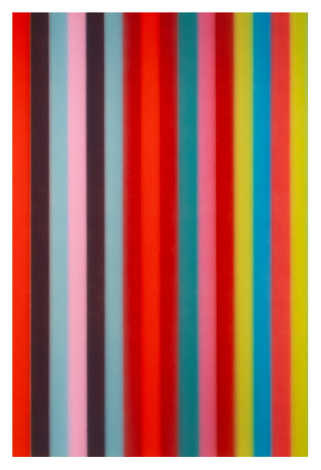 A vibrant abstract composition of vertical stripes in bold, saturated colors.