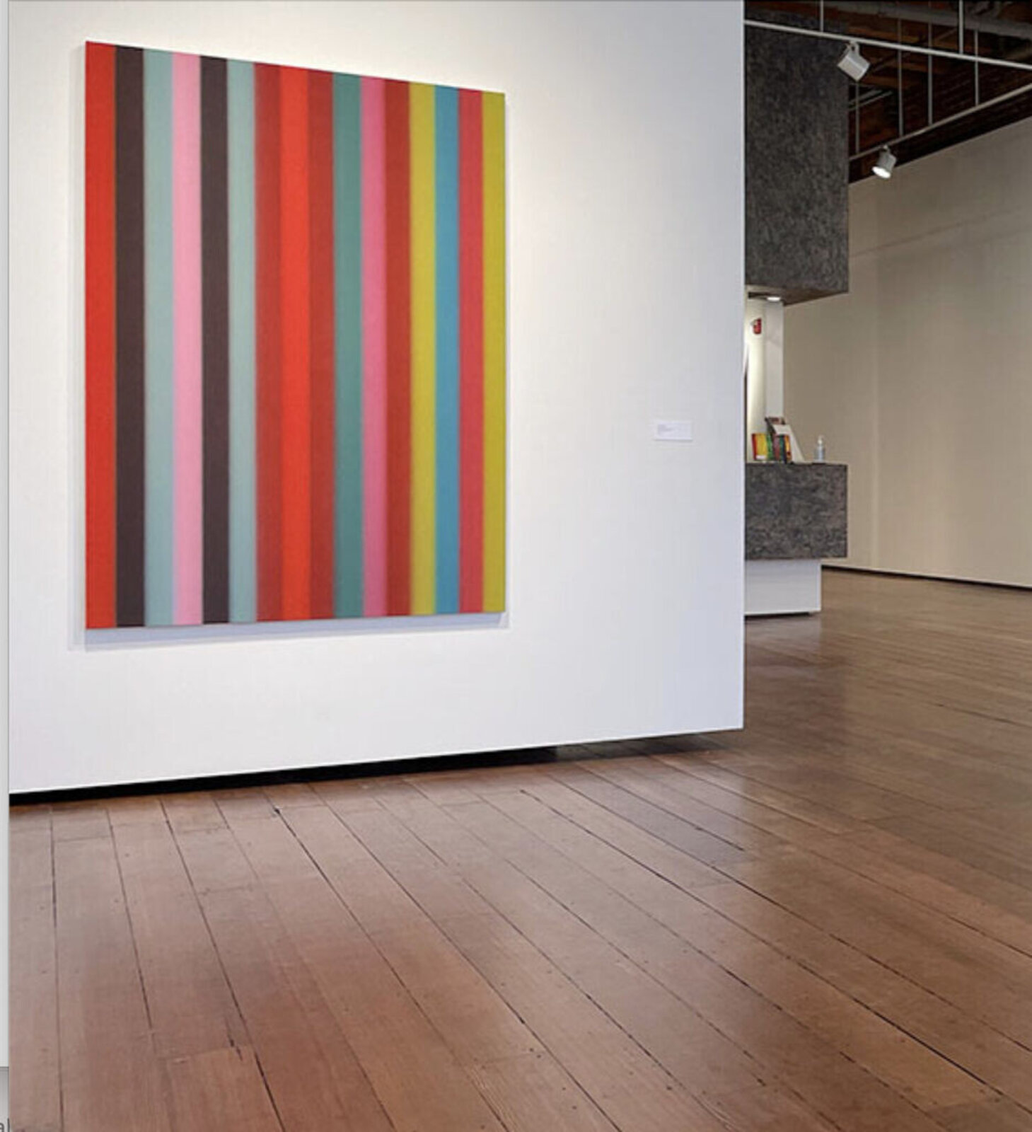 A vibrant abstract composition of vertical stripes in bold, saturated colors.