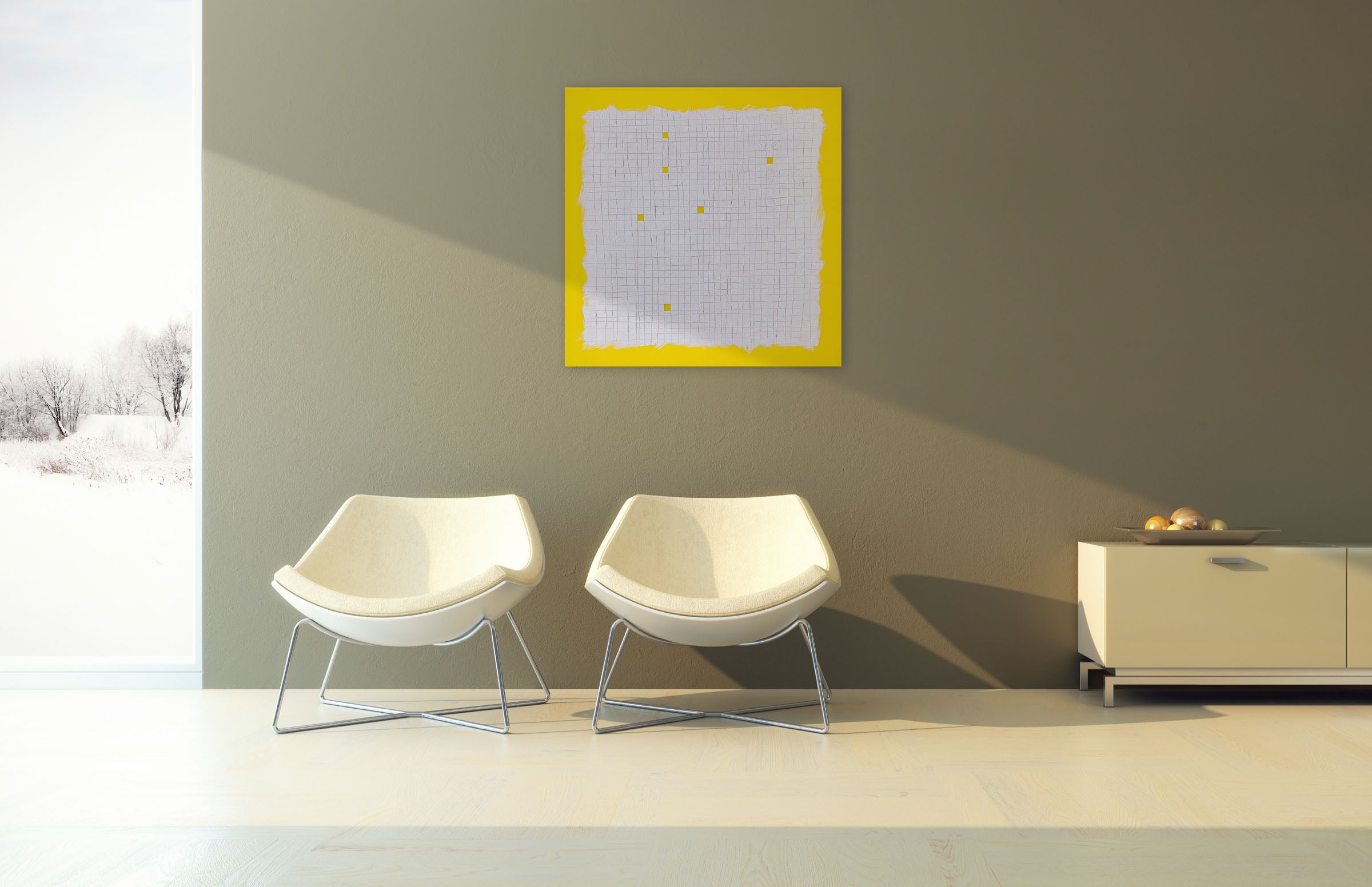 A piece of paper with yellow squares on it.