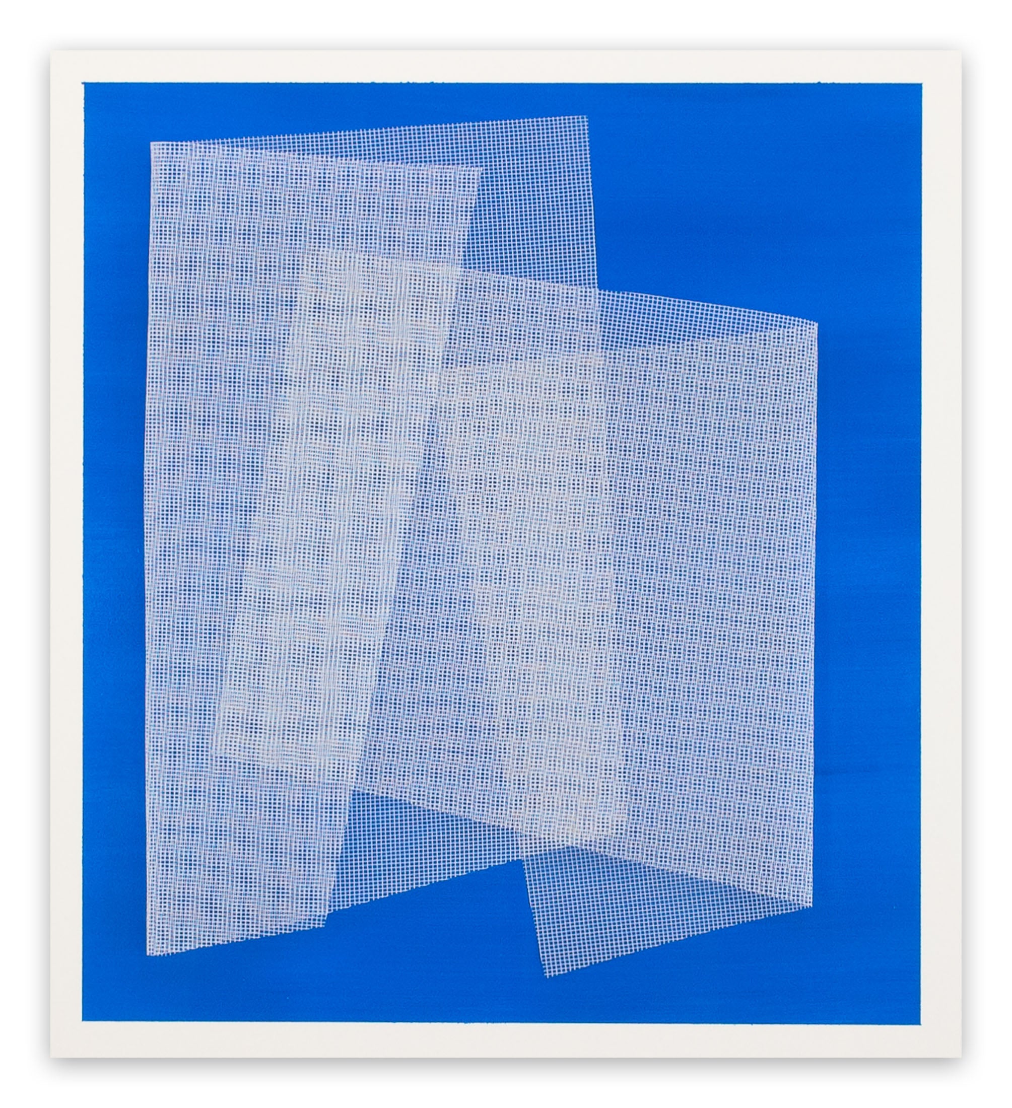Artwork by Tom Henderson, Moiré Azur Blue, Made of Acrylic on paper and Netting 