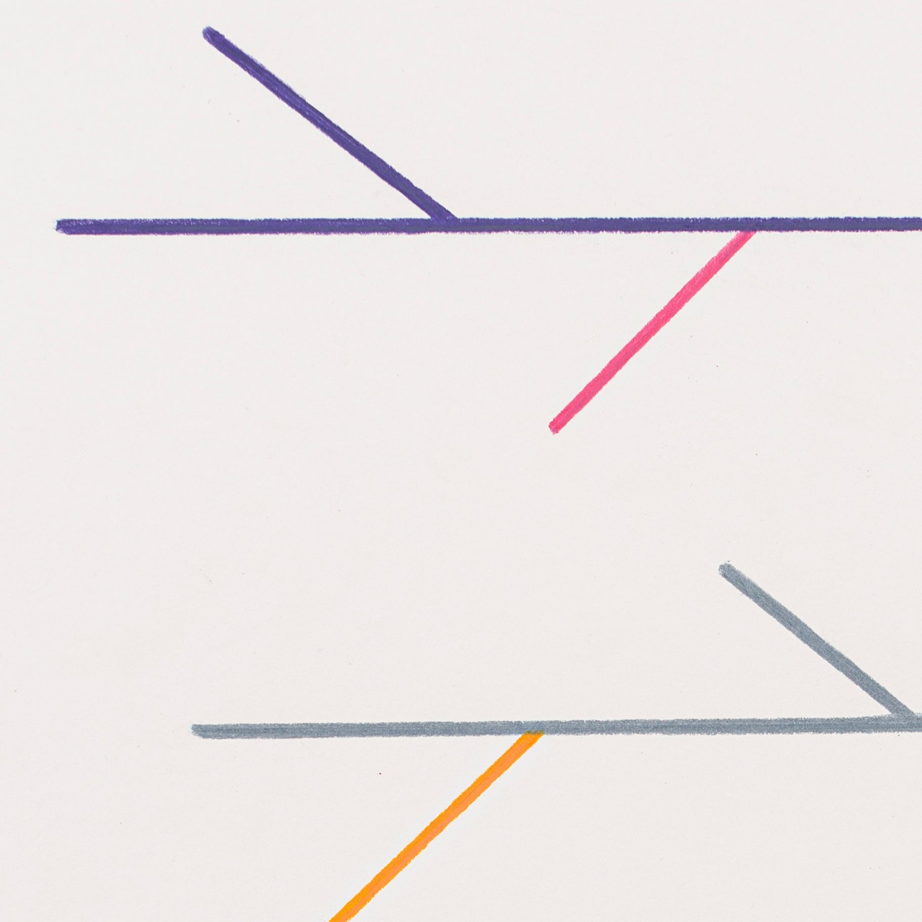 A white poster with three different colored lines on it.