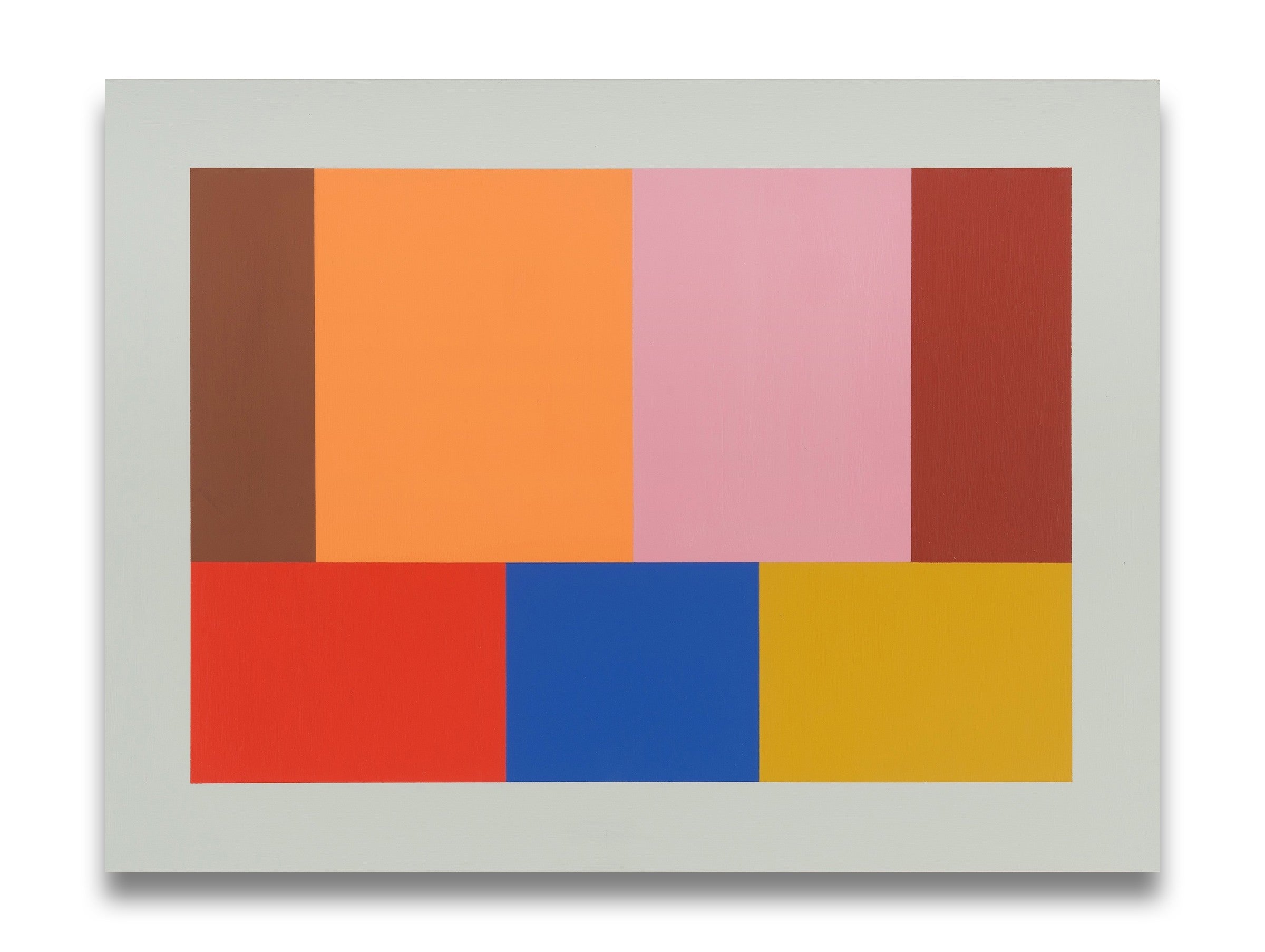 A picture of a colorful painting on a white wall.