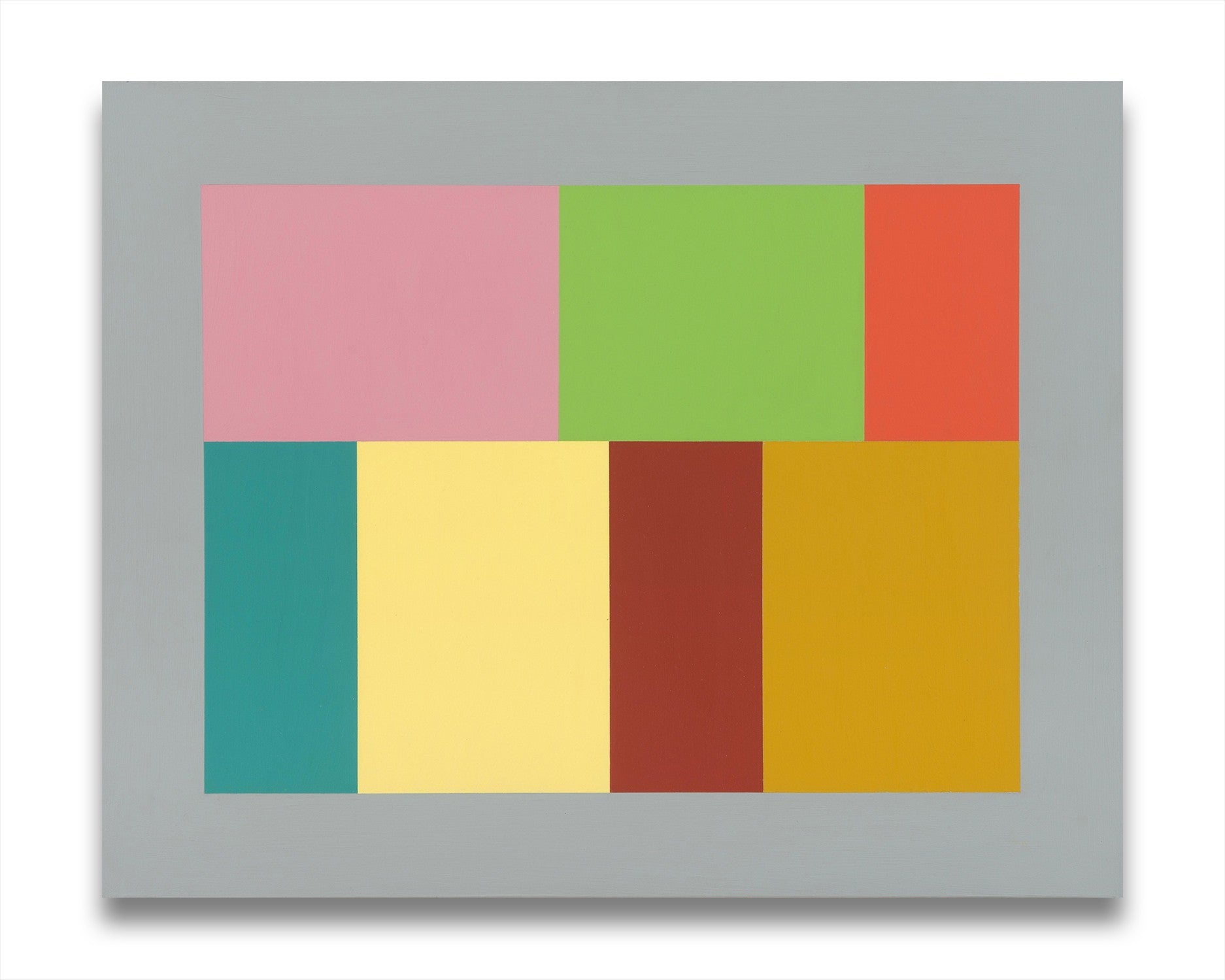 A picture of a colorful painting on a white wall.