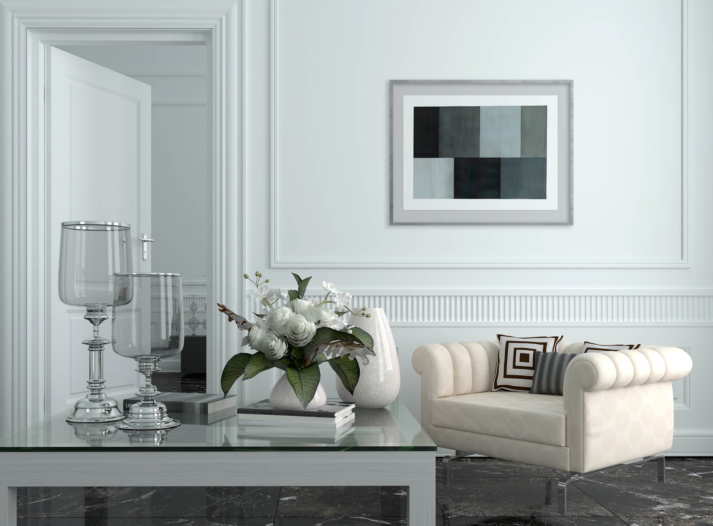 Artwork by Tom McGlynn, Test Pattern 4 (Grey Study), Made of Ink, gouache and acrylic on Fabriano paper 