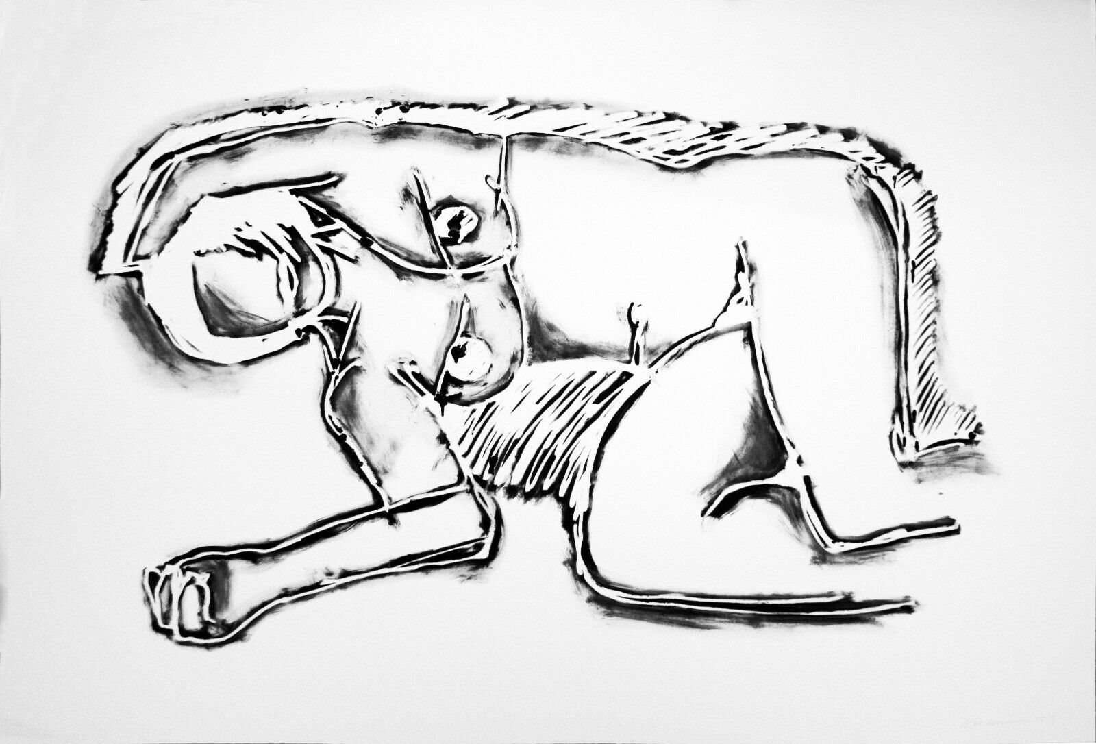 Artwork by Tom Wesselmann, MONICA LYING ON HER SIDE, WITH SCRIBBLE, Made of Screenprint 