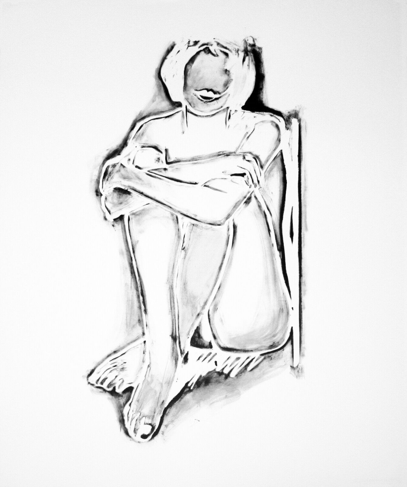 MONICA SITTING BY WALL by Tom Wesselmann, 1990