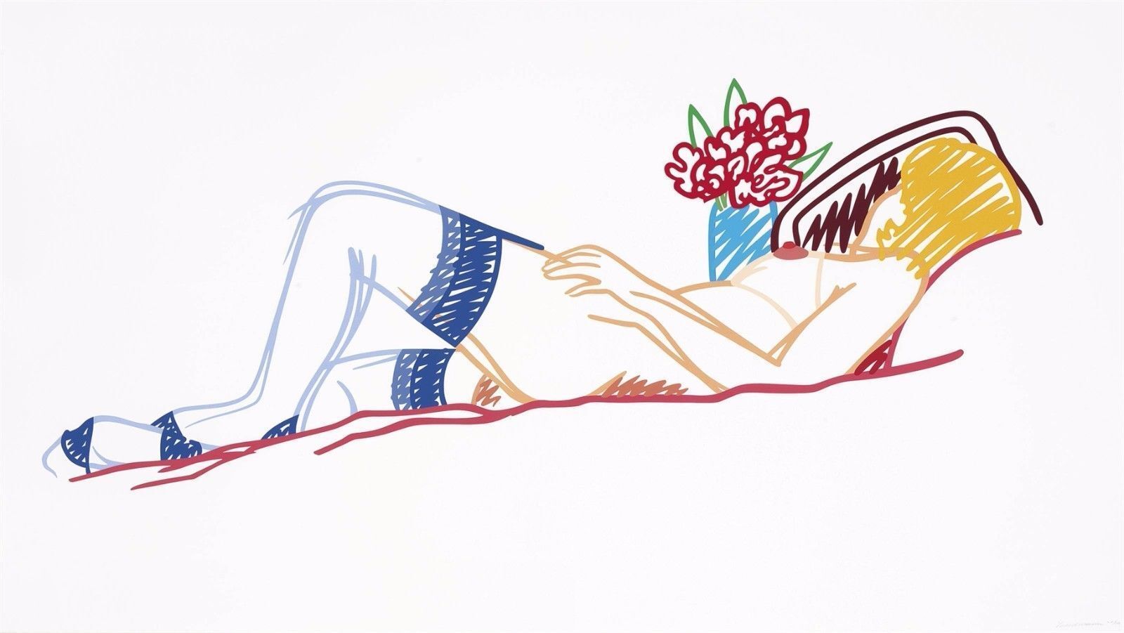 NUDE WITH BOUQUET AND STOCKINGS by Tom Wesselmann, 1991