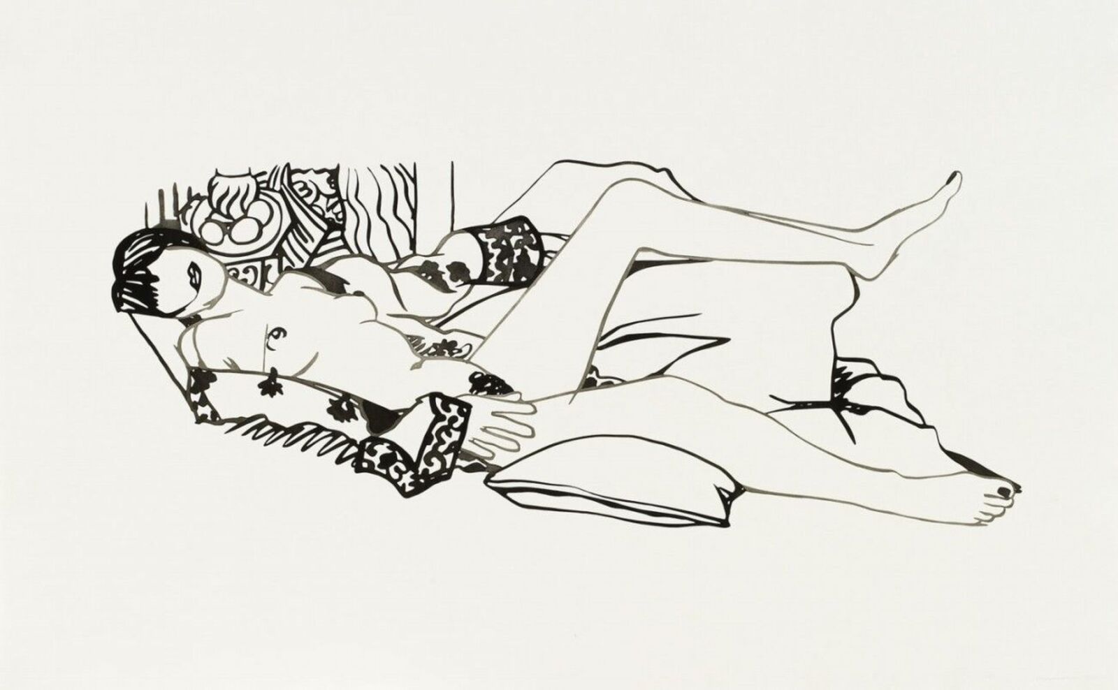 MONICA NUDE WITH PURPLE ROBE by Tom Wesselmann, 1990