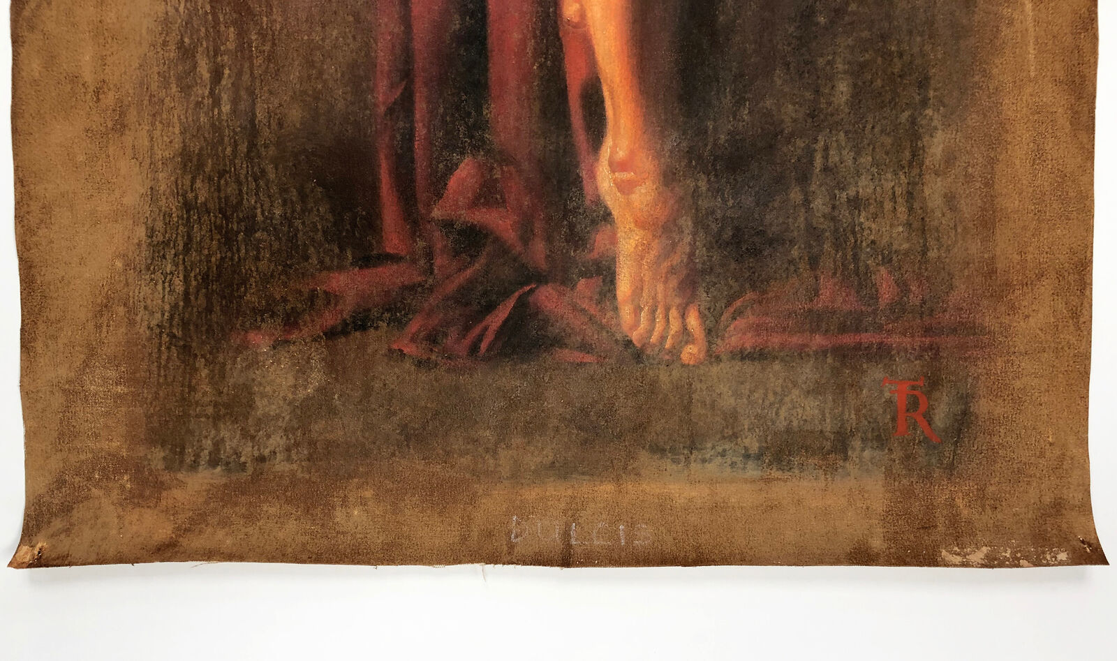 A painting of a woman sitting on a chair.