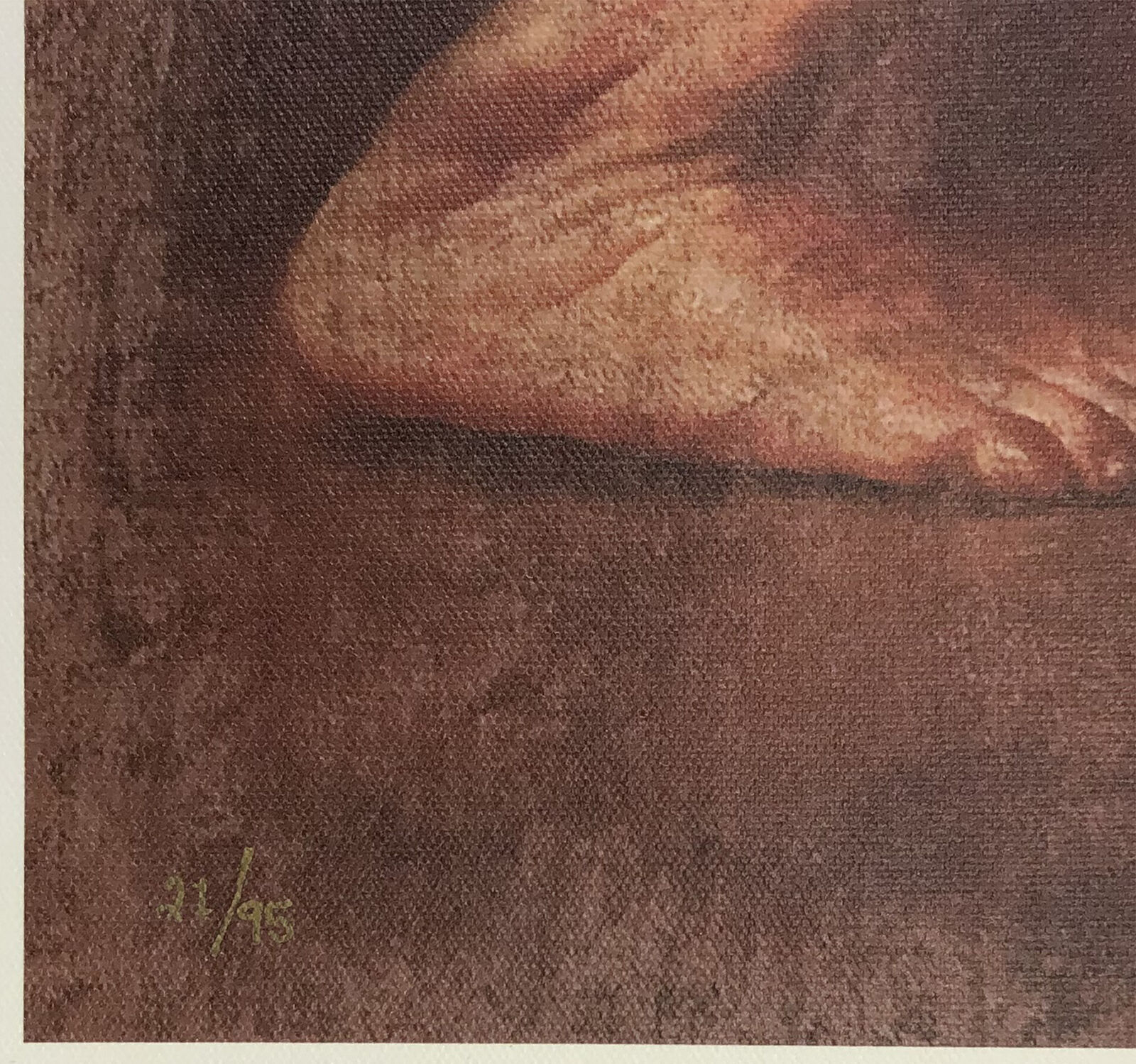 A painting of a man and a woman wrestling. 