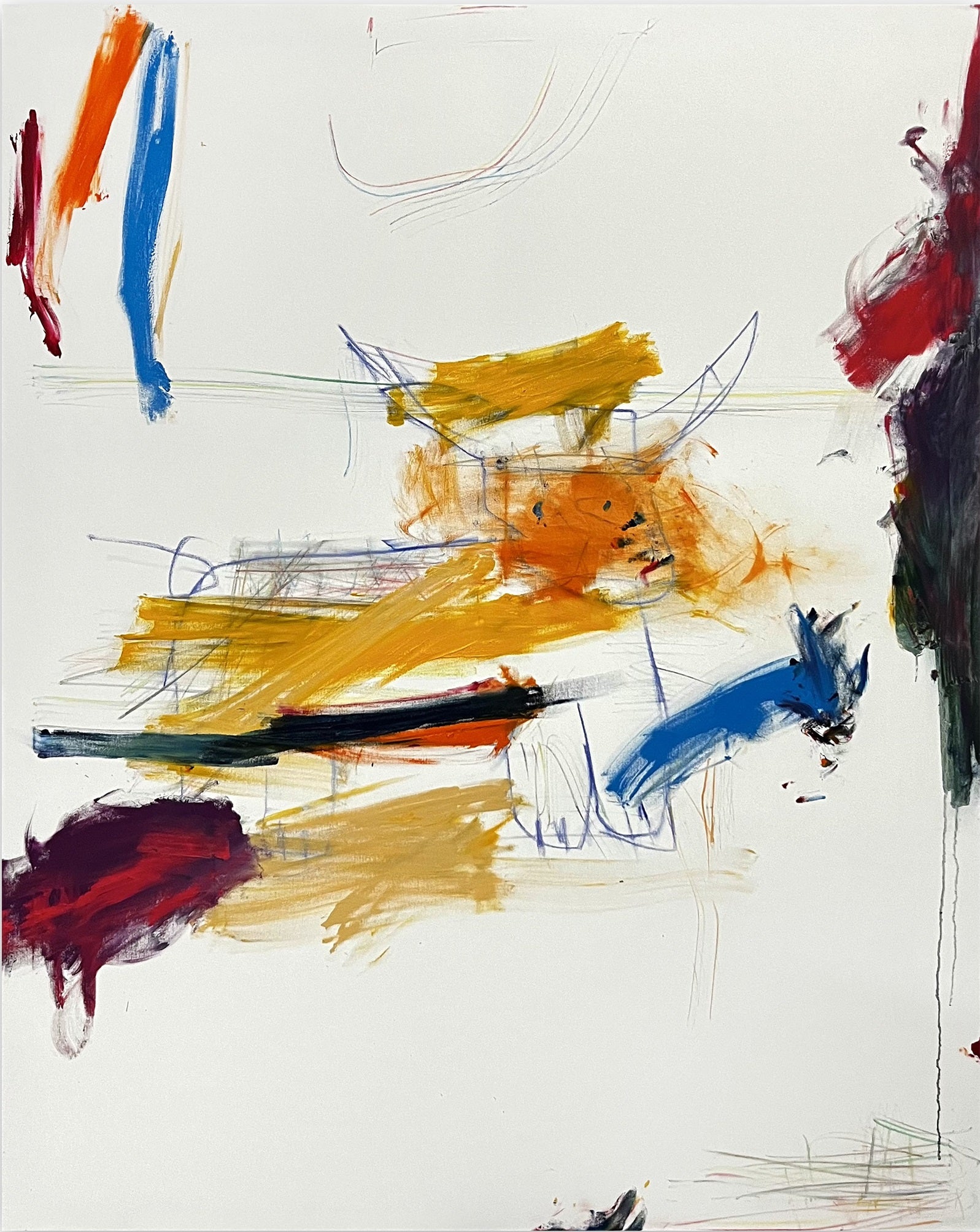 Artwork by Tommaso Fattovich, Bull Chasing Blue Rabbit, Made of Oil and pencil on canvas 