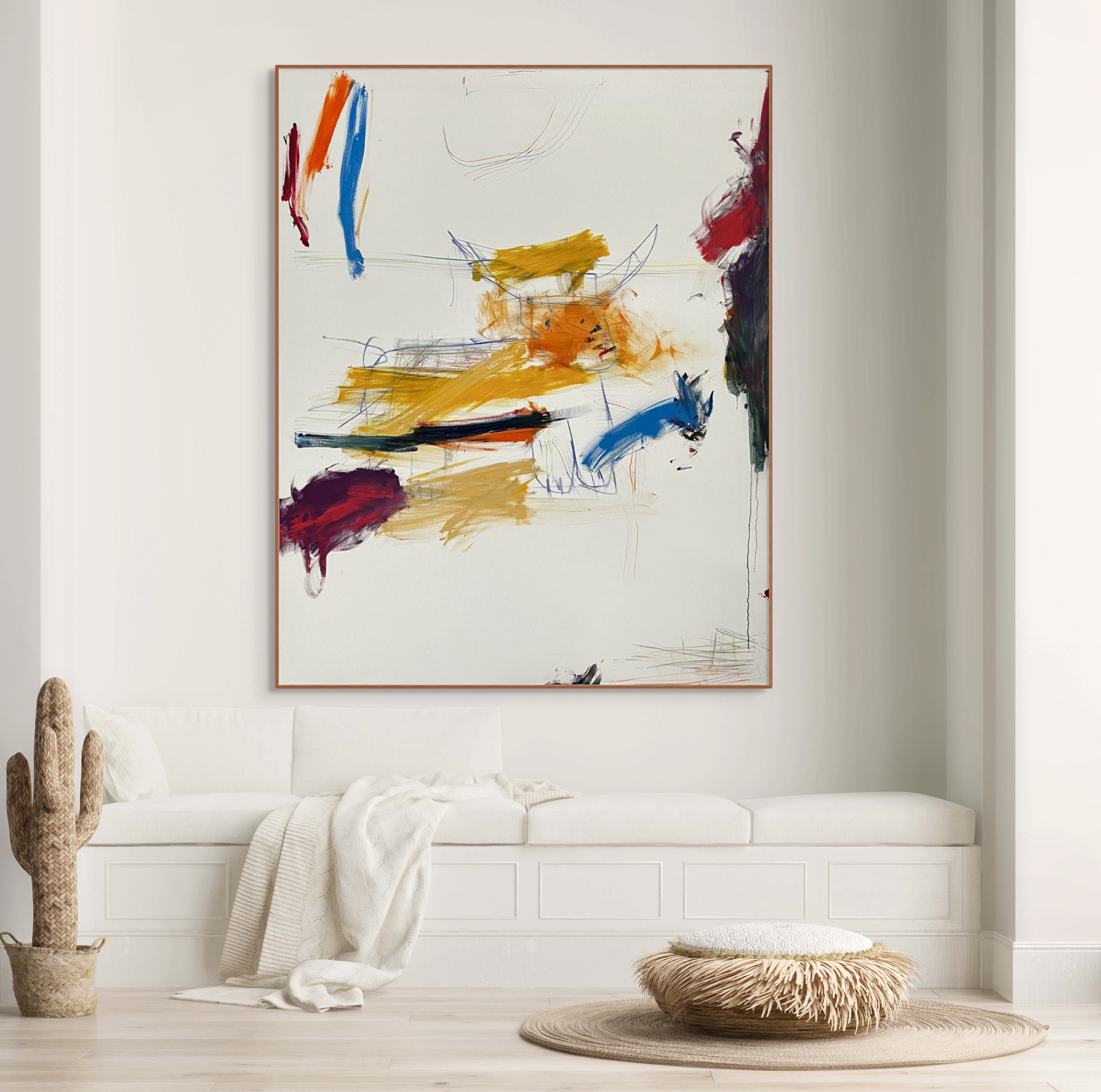 Artwork by Tommaso Fattovich, Bull Chasing Blue Rabbit, Made of Oil and pencil on canvas 