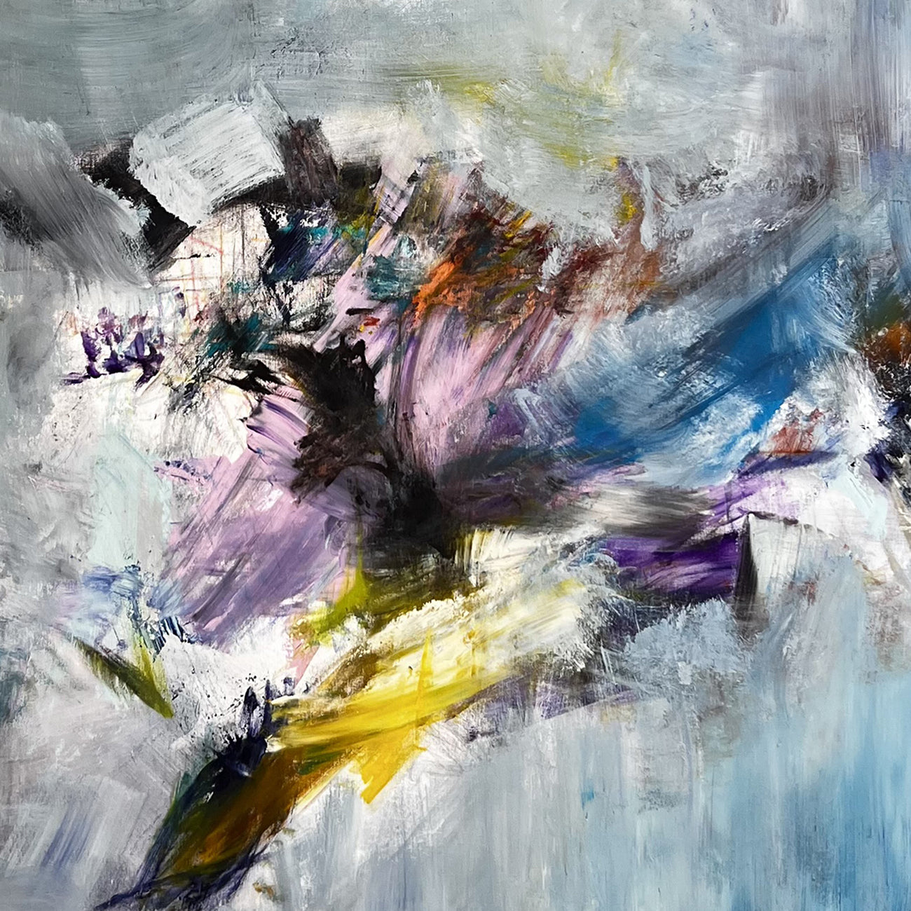 Artwork by Tommaso Fattovich, There’s A Cat In The Sky, Made of Oil, acrylic and pencil on canvas 