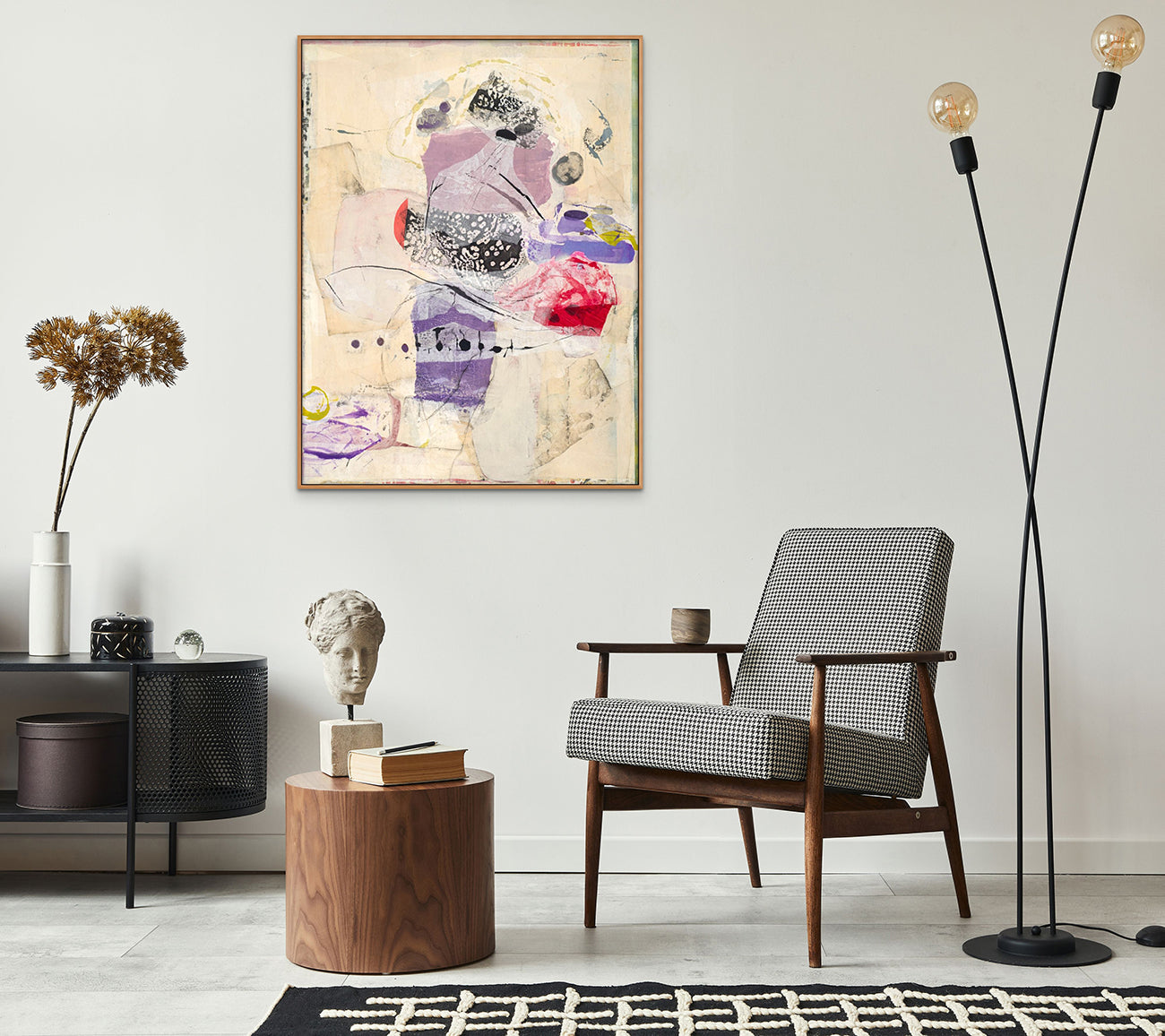 Artwork by Tracey Adams, Anything You Lose Comes Round in a Different Form, Made of Collage, Encaustic, Charcoal and Ink on panel 