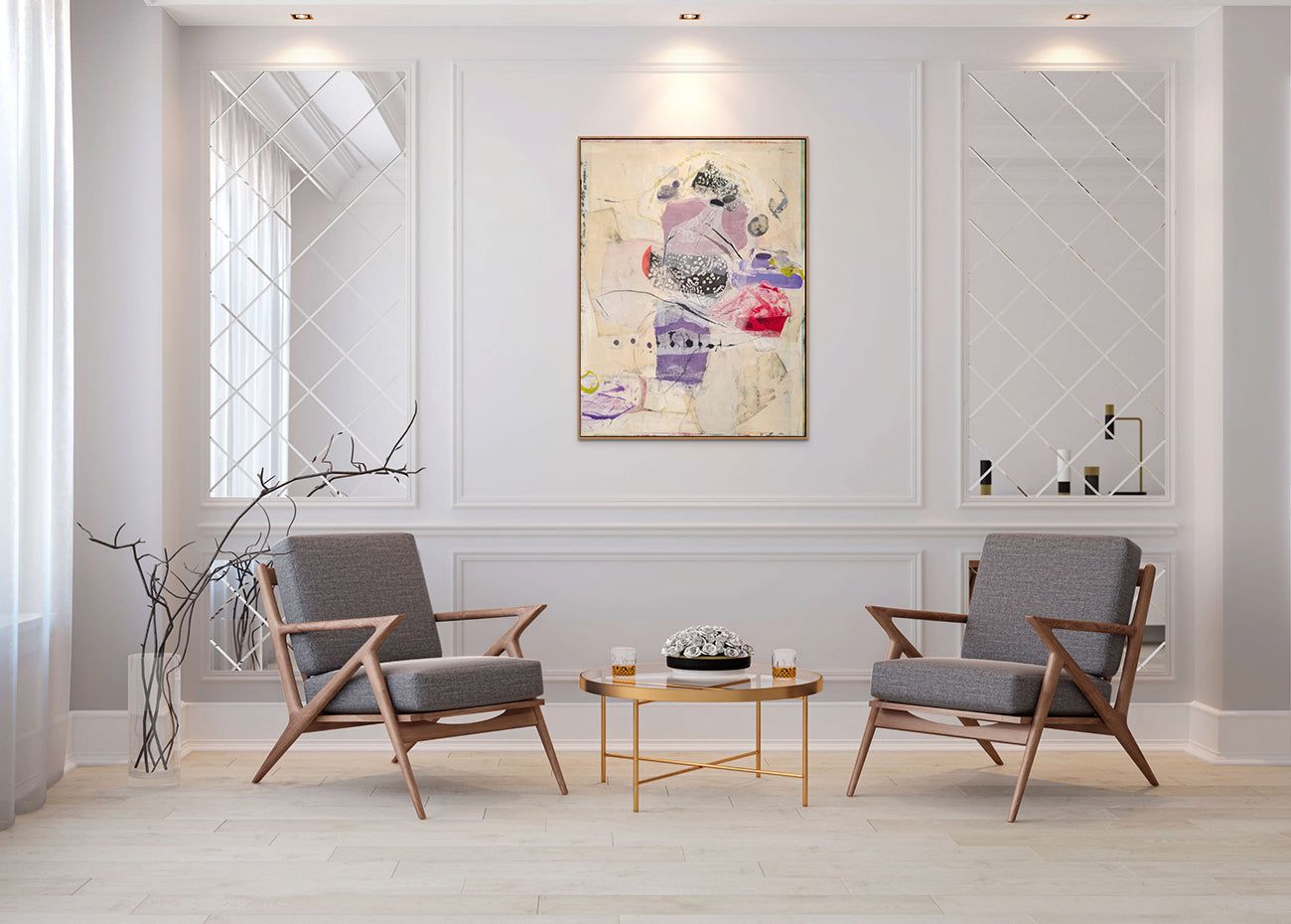 Artwork by Tracey Adams, Anything You Lose Comes Round in a Different Form, Made of Collage, Encaustic, Charcoal and Ink on panel 