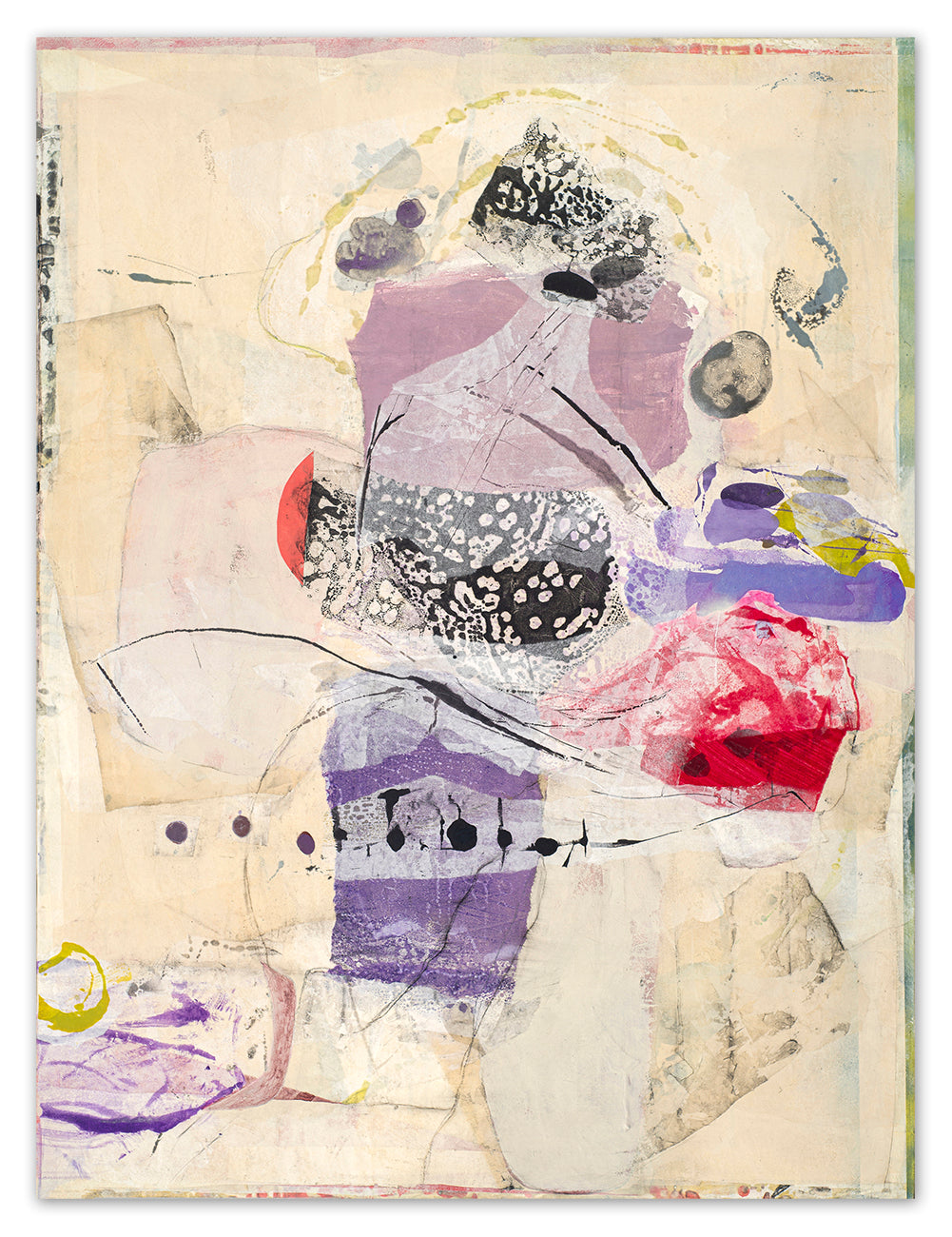 Artwork by Tracey Adams, Anything You Lose Comes Round in a Different Form, Made of Collage, Encaustic, Charcoal and Ink on panel 